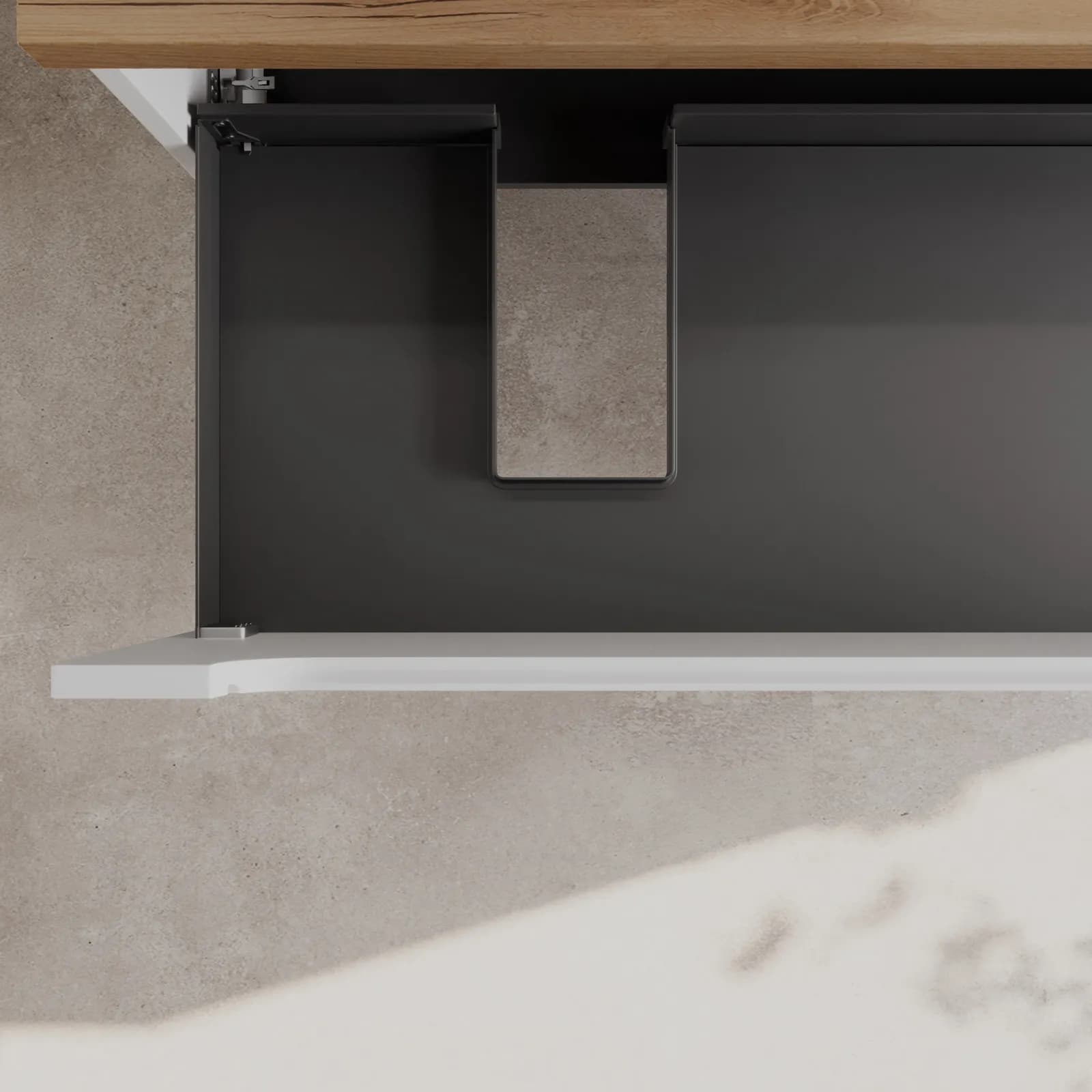 Mobile bagno portalavabo sx 120 cm bianco opaco con top 3,8 h rovere gold - Deck