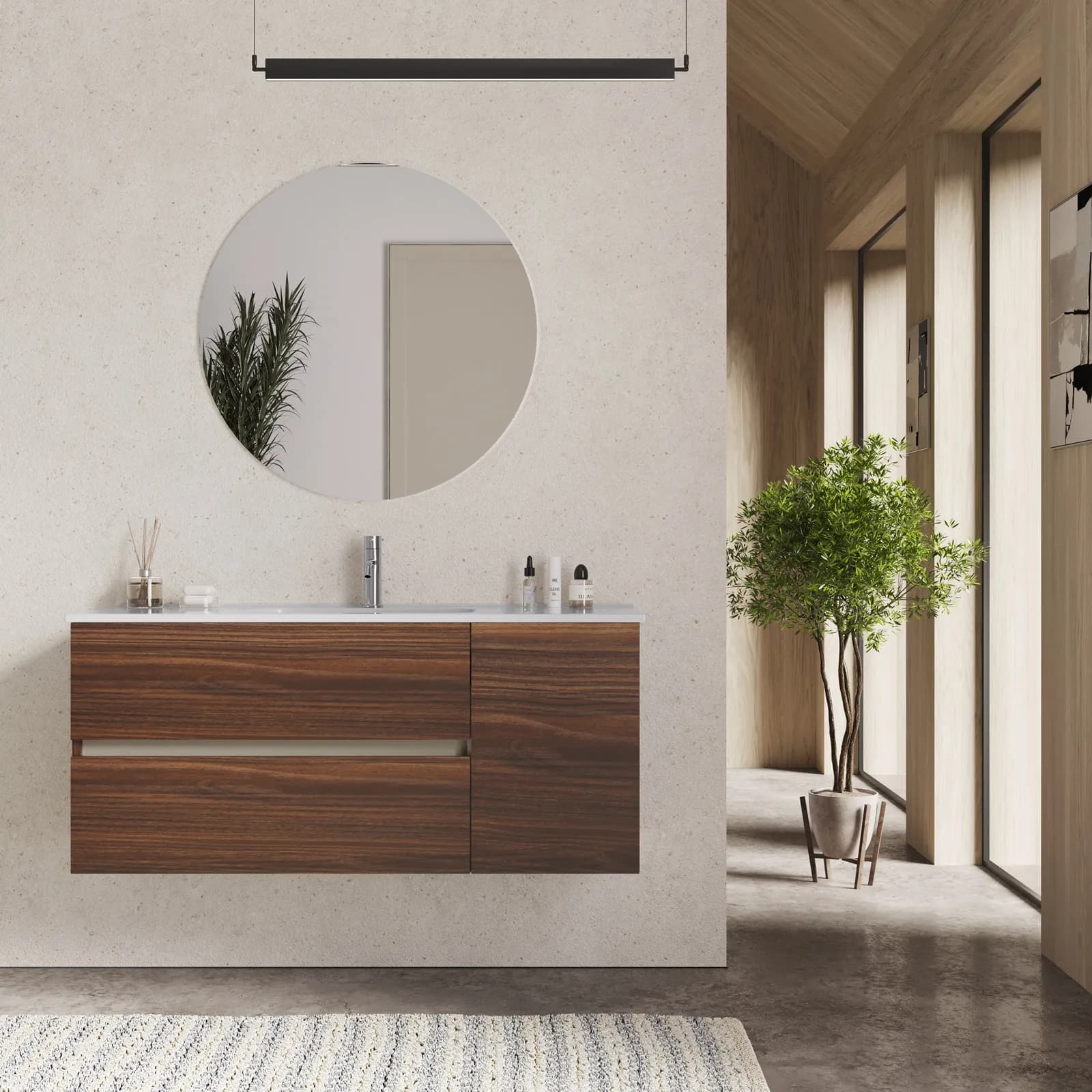 Mobile bagno sospeso 120 cm con cassetti rovere deciso - Jordan