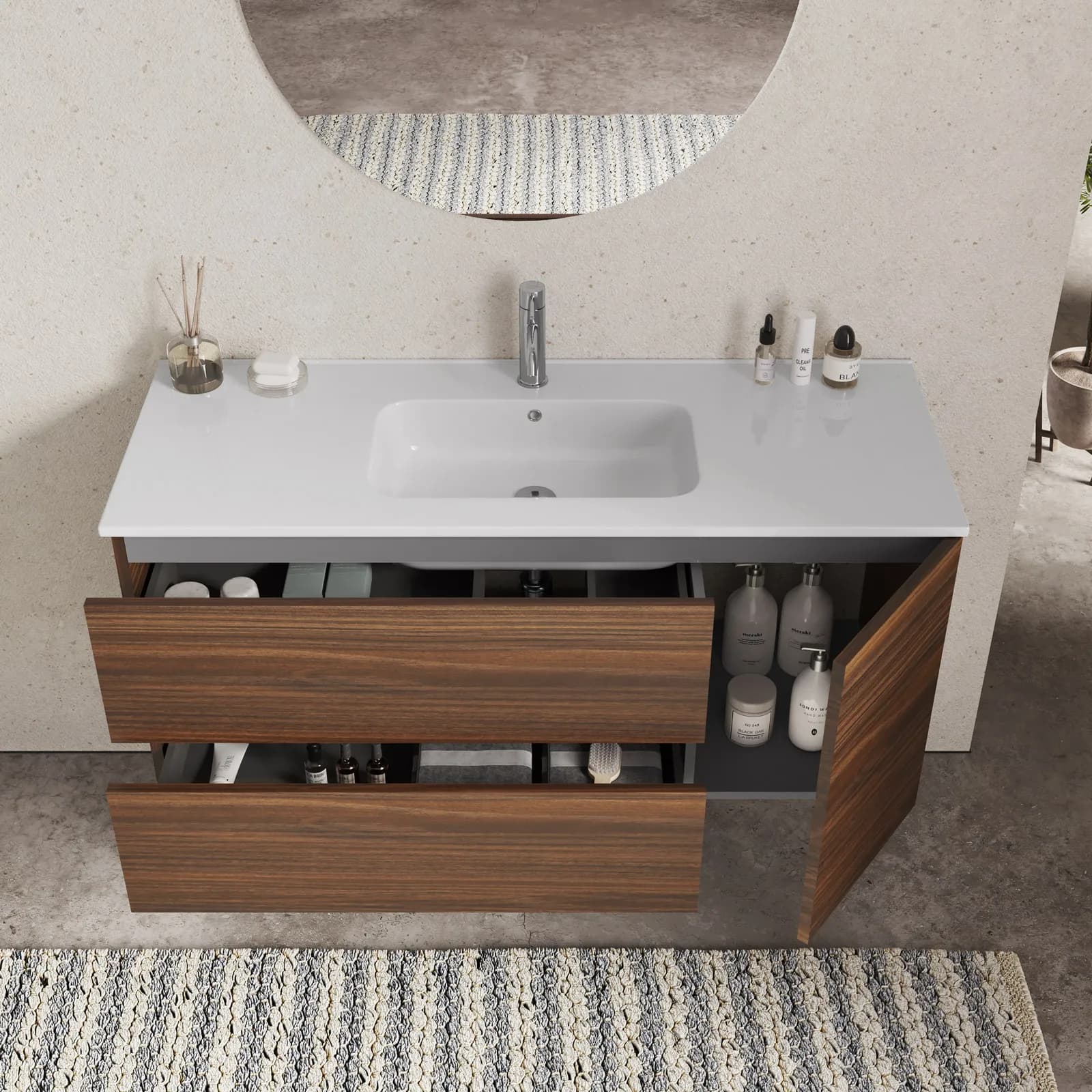 Mobile bagno sospeso 120 cm con cassetti rovere deciso - Jordan