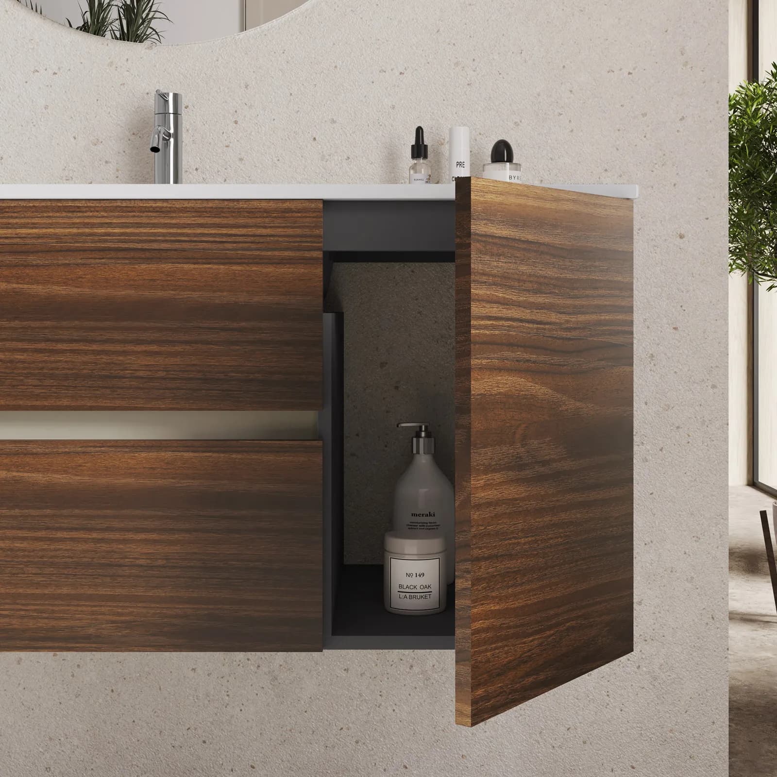 Mobile bagno sospeso 120 cm con cassetti rovere deciso - Jordan