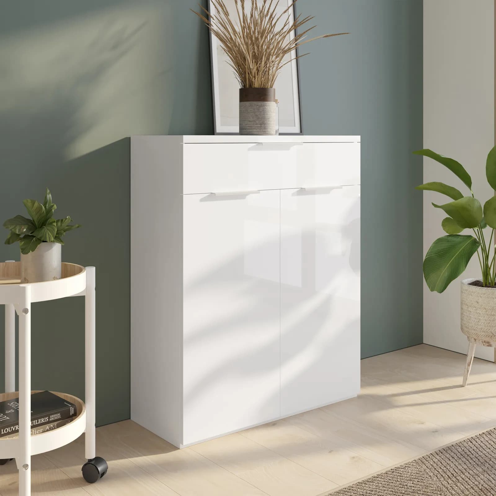 Mobile contenitore 82x102h cm bianco lucido - Boras hallway
