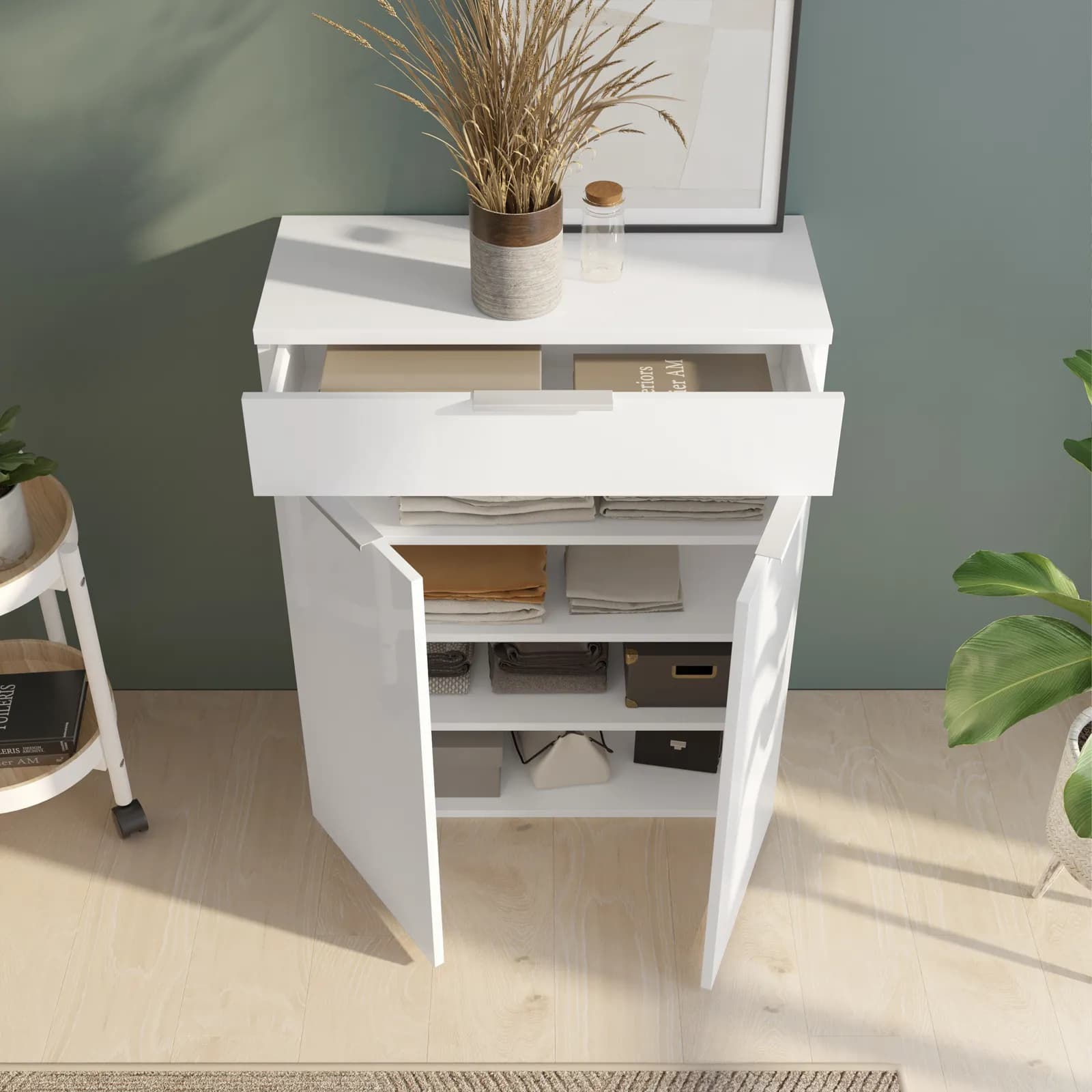 Mobile contenitore 82x102h cm bianco lucido - Boras hallway