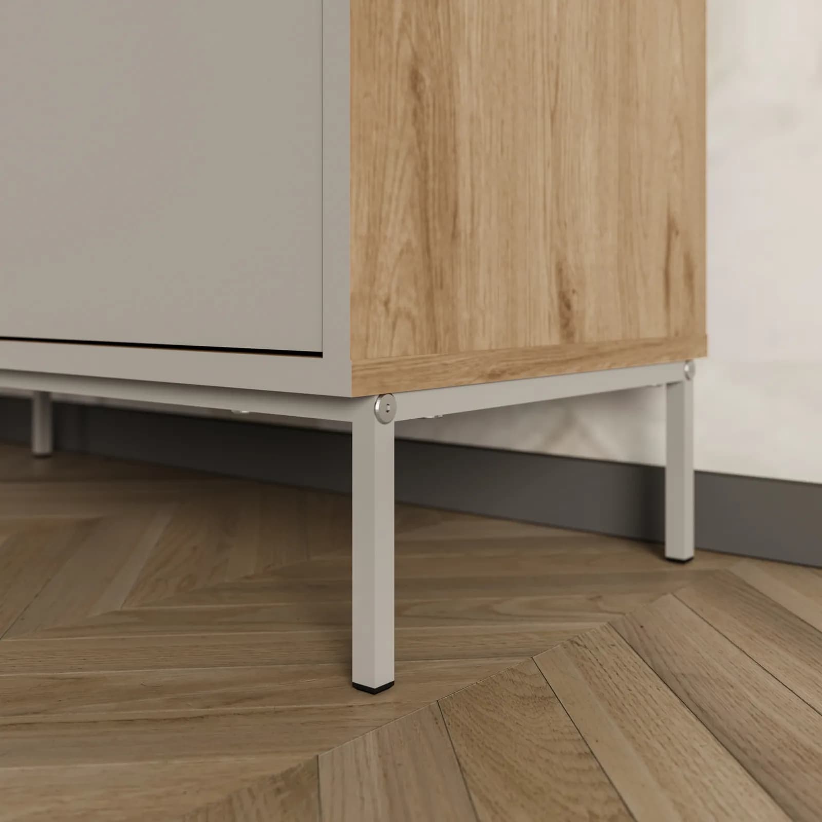 Mobile contenitore 85x120h cm rovere scuro e cashmere con 4 ante - Kavira