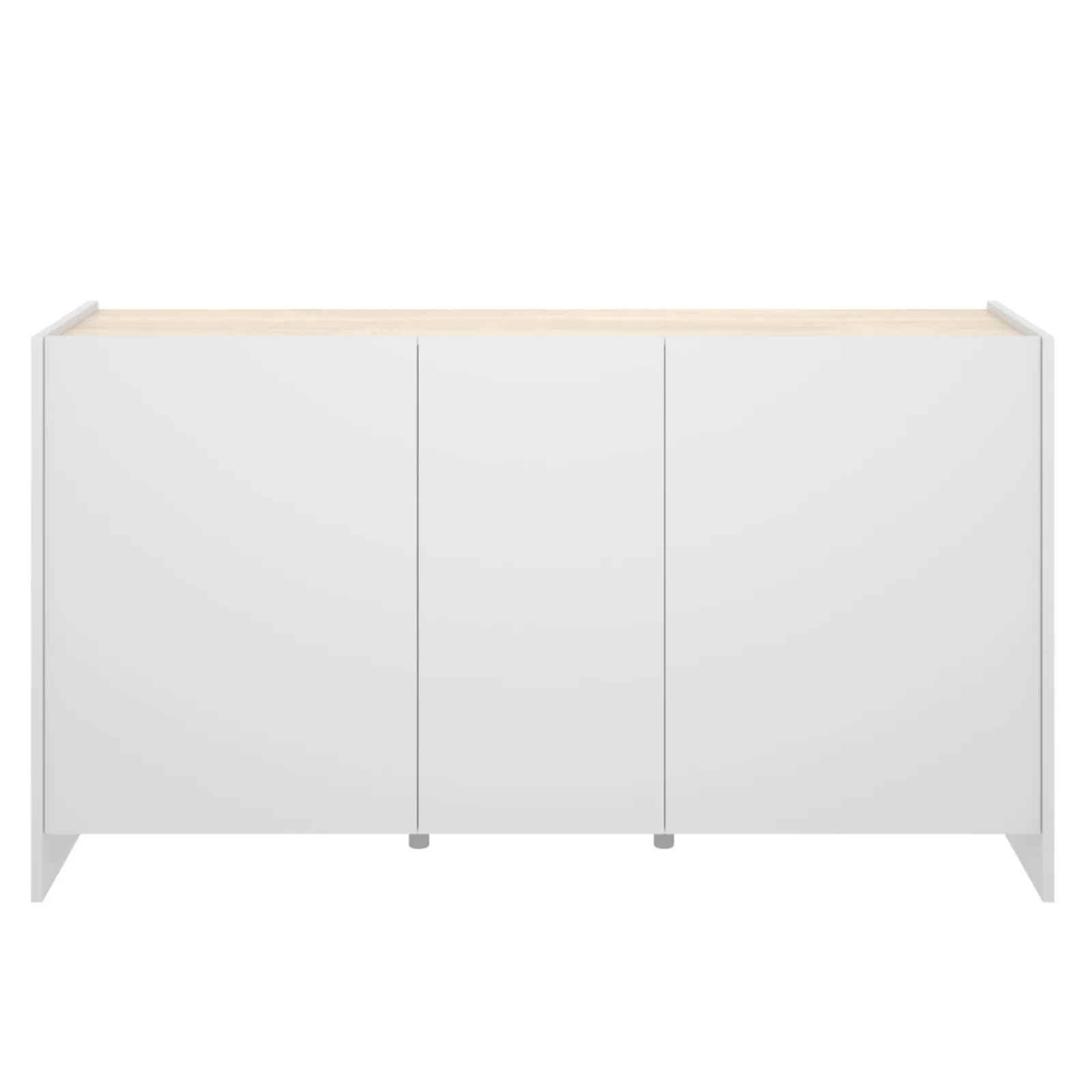 Madia 138x76h cm bianco con top in legno naturale e 3 ante - Hela
