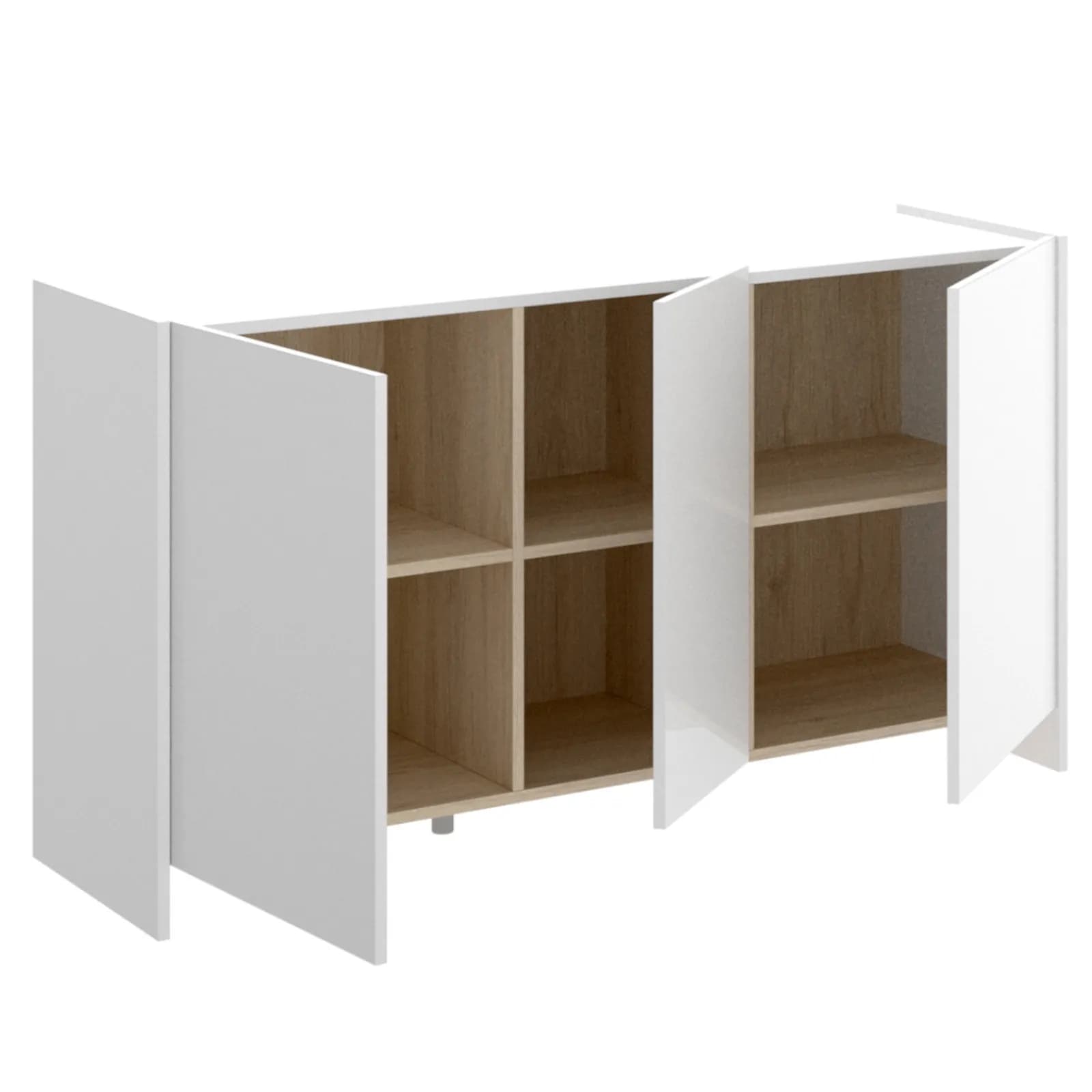 Madia 138x76h cm bianco con 3 ante - Hela