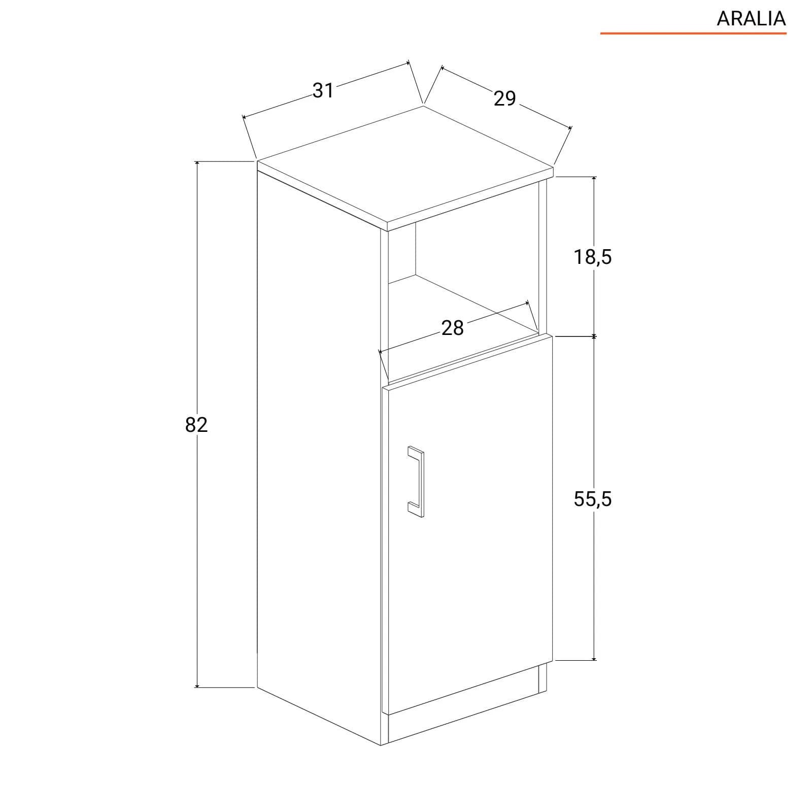Mobile multiuso 31 cm in legno bianco a 3 scomparti - Aralia