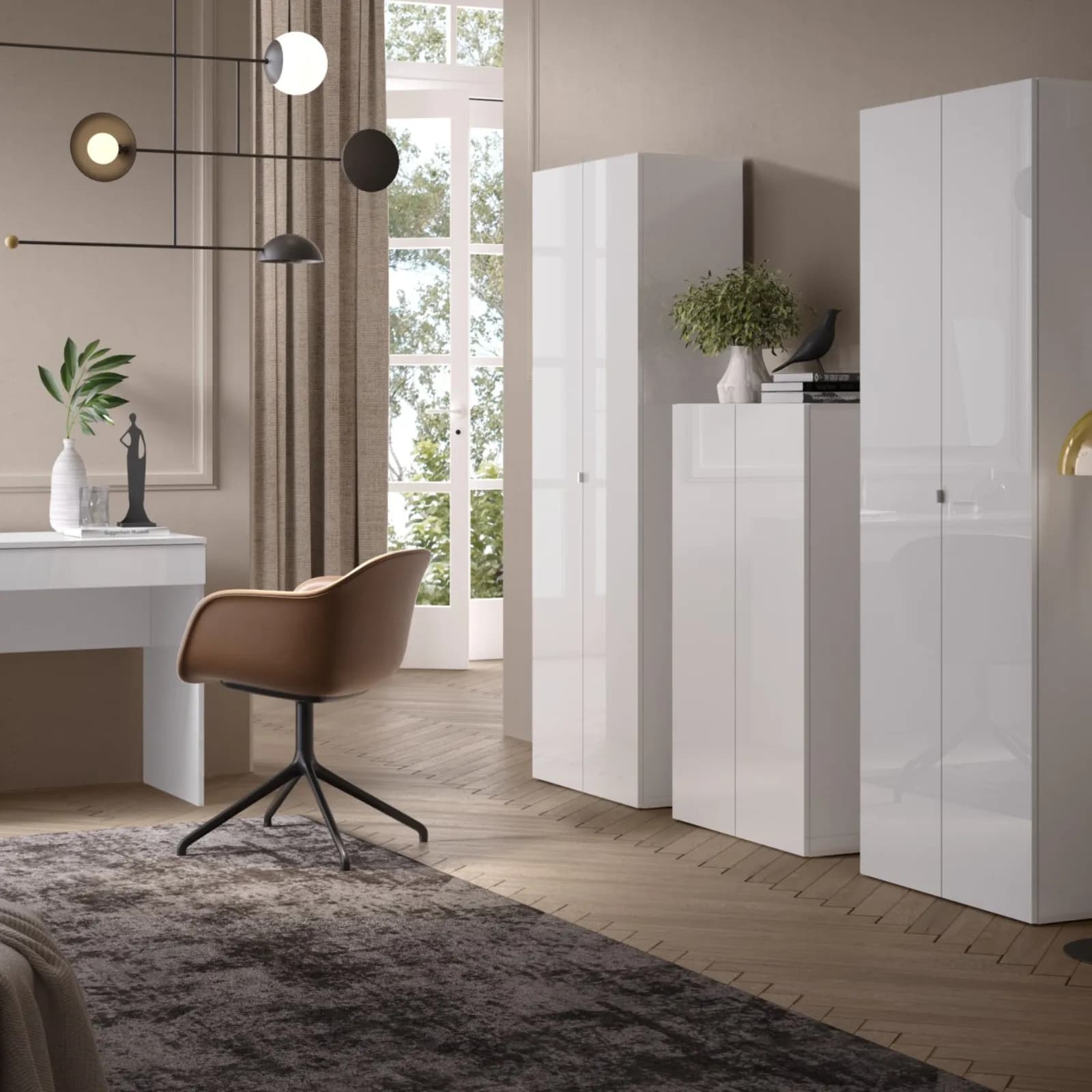 Mobile multiuso 63x113h cm bianco lucido con due ante - Zendo