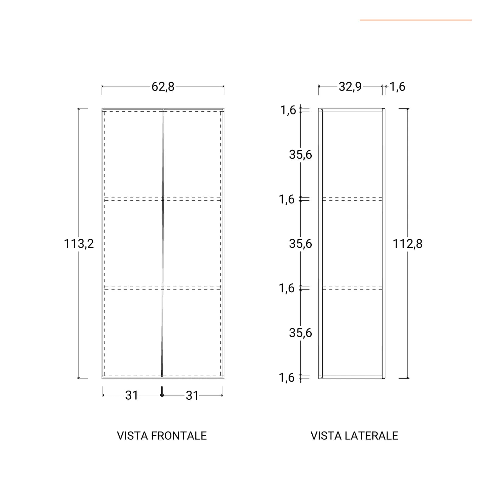 Mobile multiuso 63x113h cm bianco lucido con due ante - Zendo