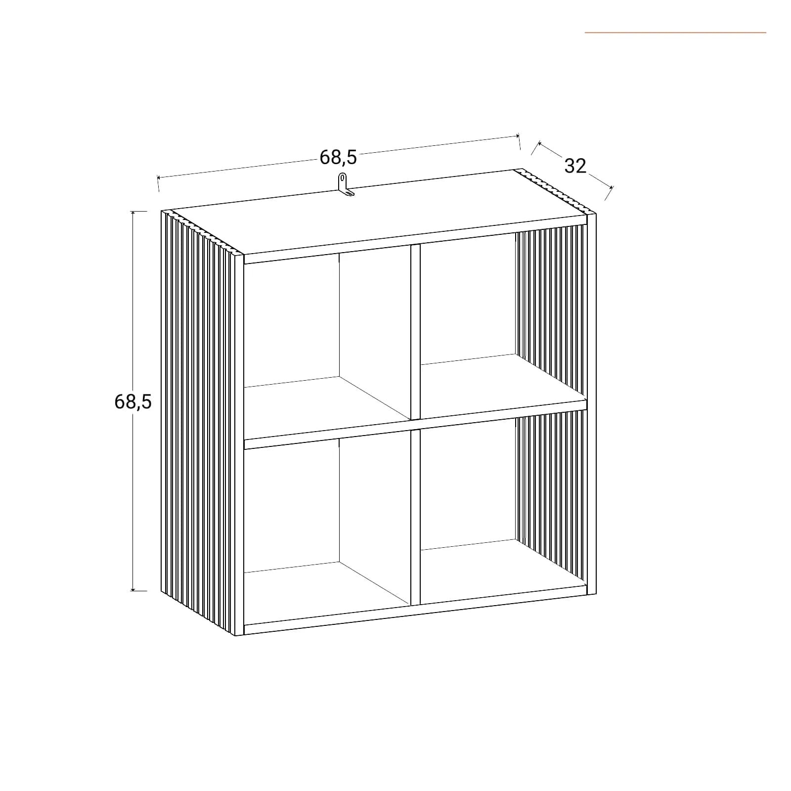 Mobile multiuso 69x69h cm in legno naturale e cannettato con 4 vani - Kloser