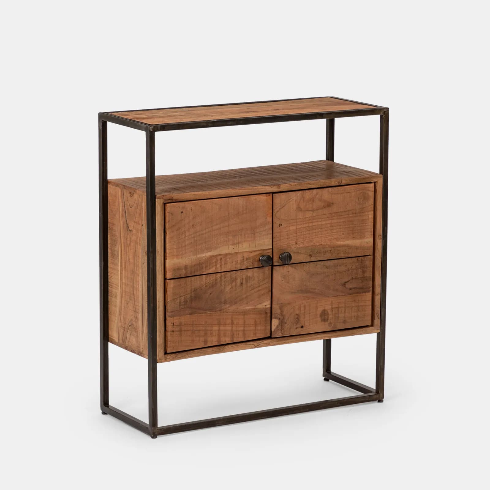 Mobile multiuso 75x30 cm in legno di acacia con due ante - Freia Acacia