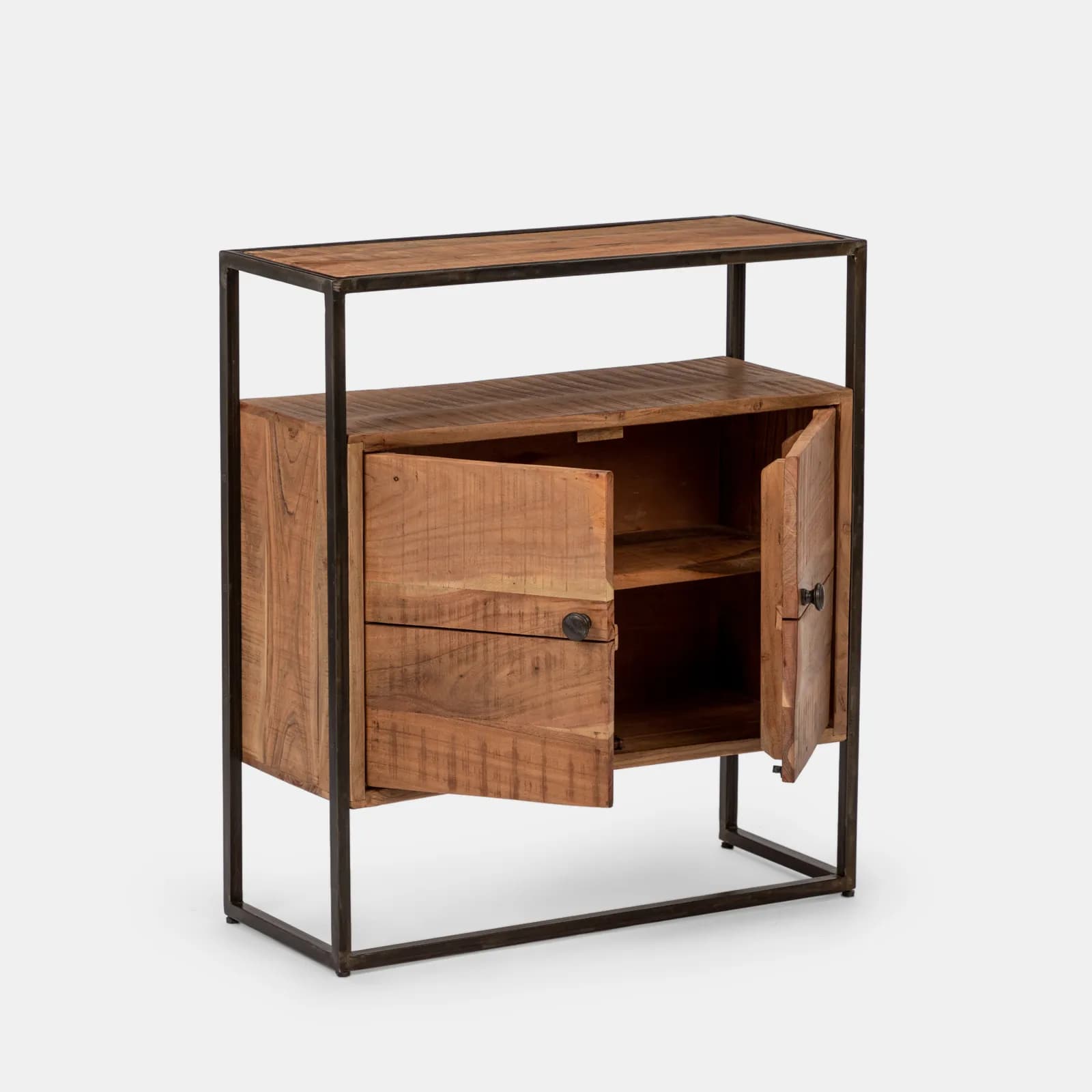 Mobile multiuso 75x30 cm in legno di acacia con due ante - Freia Acacia