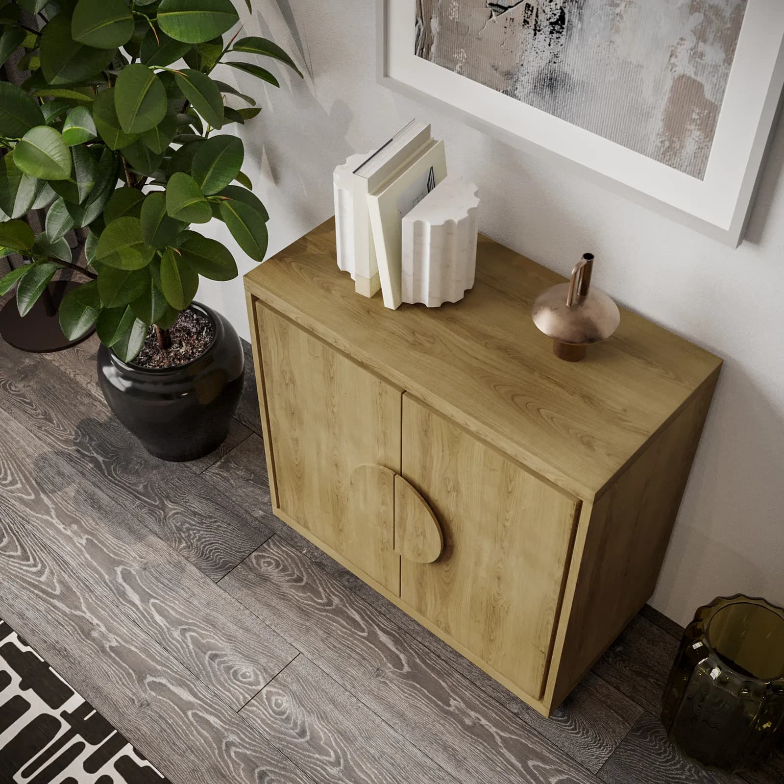 Mobile multiuso 80x80h cm in legno rovere amaretto con 2 ante - Maisie