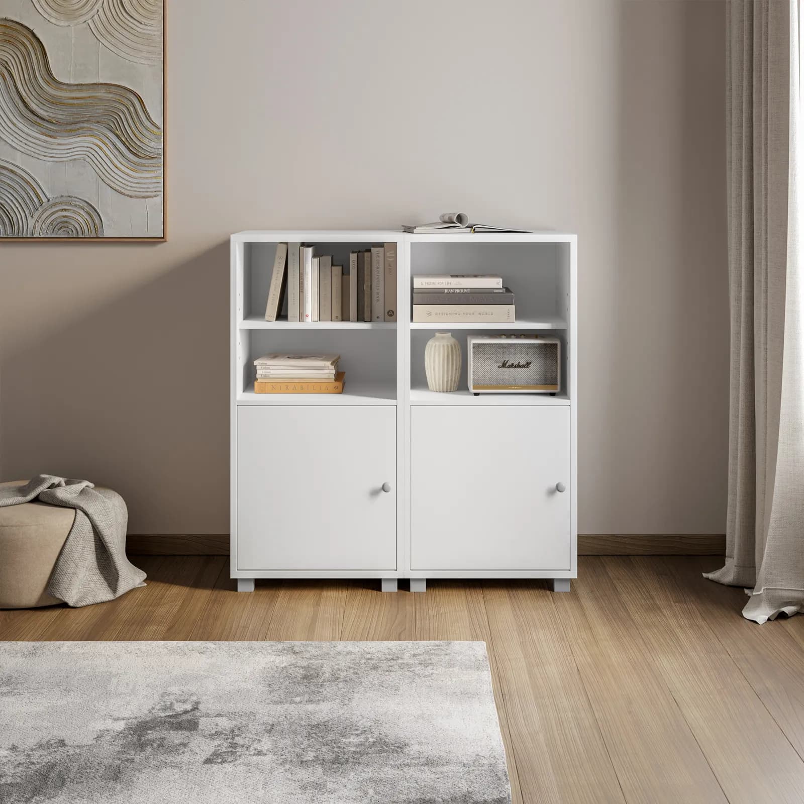 Mobile multiuso modulare 97x100h cm bianco con 2 ante - Modar