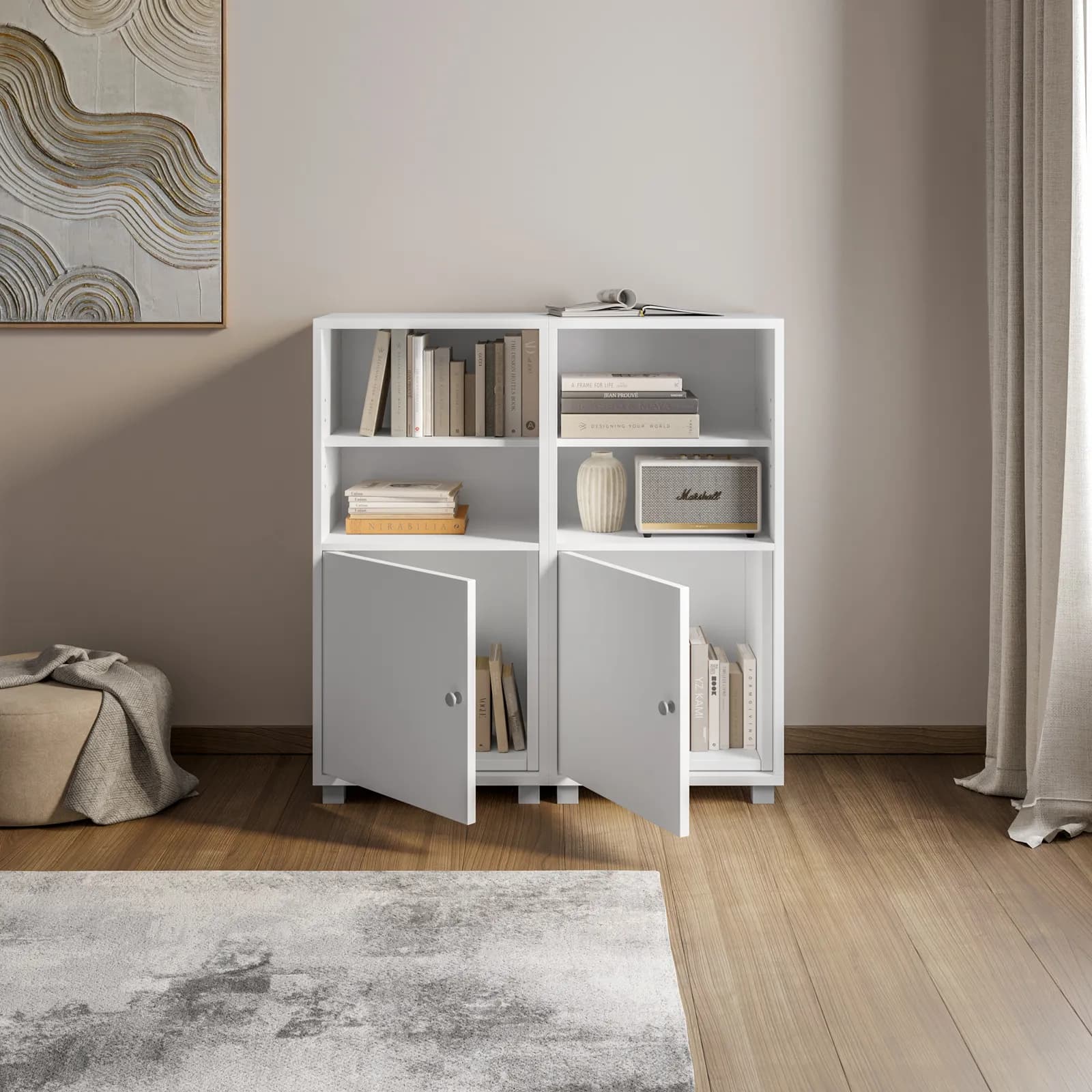 Mobile multiuso modulare 97x100h cm bianco con 2 ante - Modar