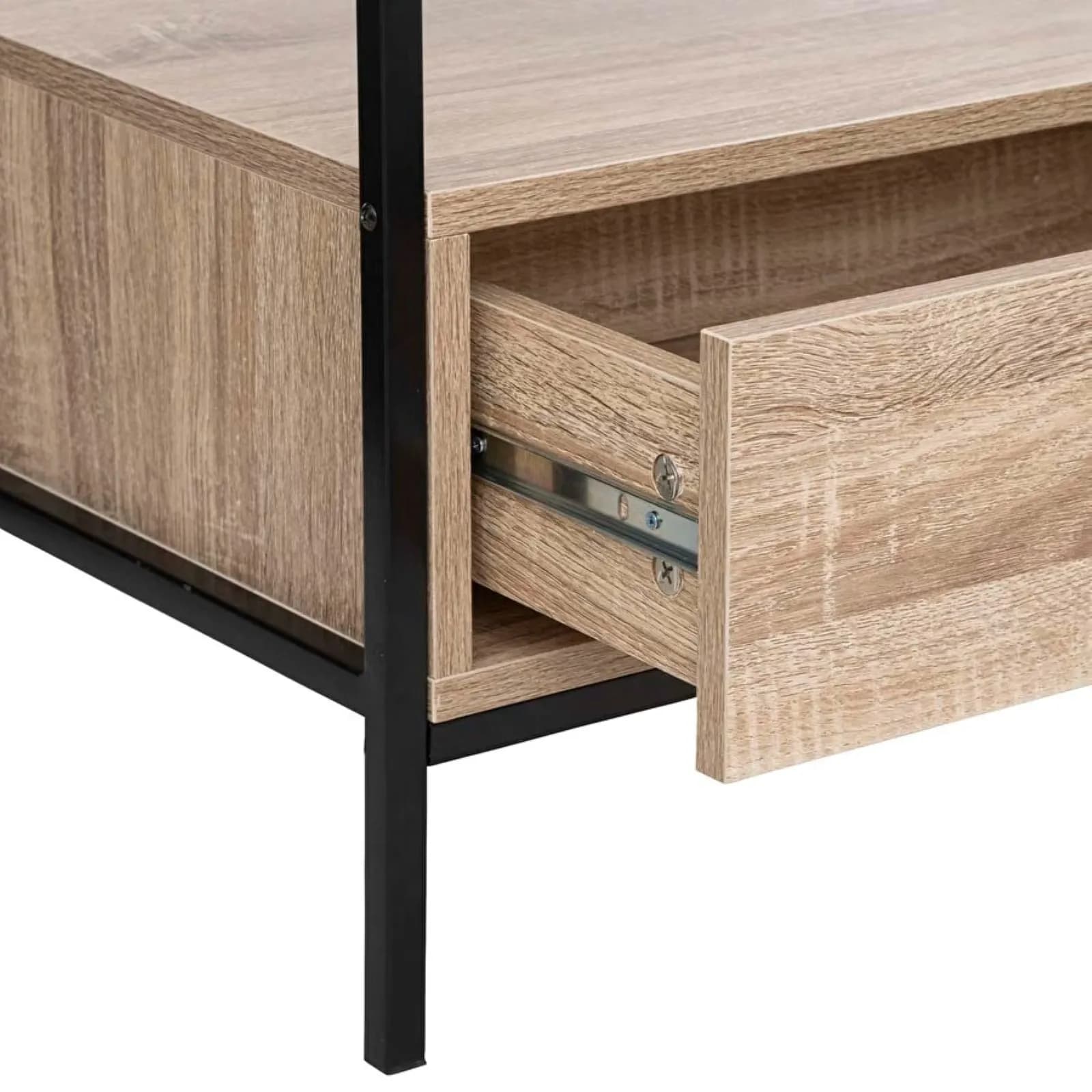 Mobile porta tv 100x54h cm effetto rovere e acciaio nero con 2 cassetti - Emyl