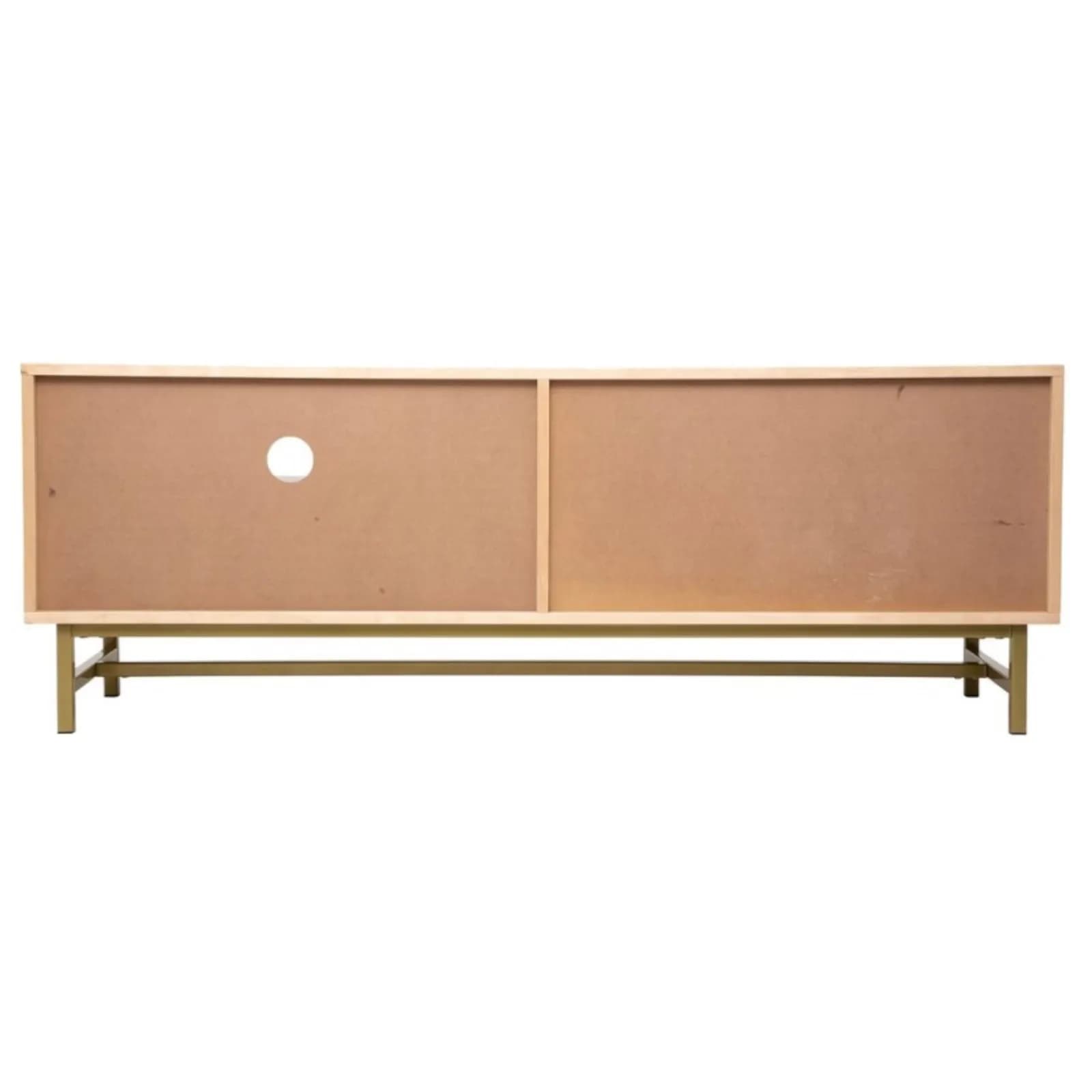Mobile porta tv 140x40 cm in legno e rattan naturale con 1 anta e struttura oro - Vallecas