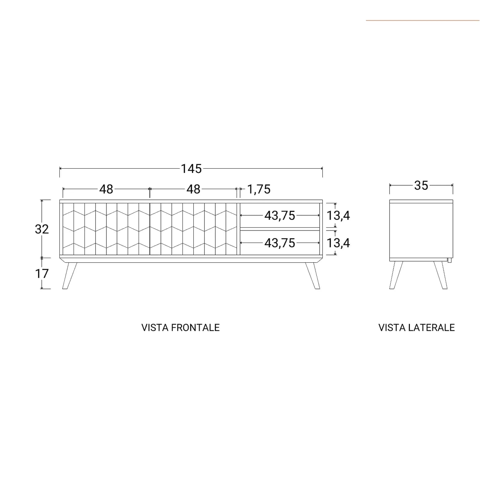 Mobile porta tv 145x49h cm in legno con due ante - Freia Sheesham