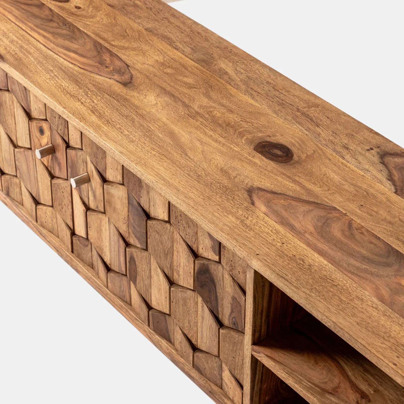 Mobile porta tv 145x49h cm in legno con due ante - Freia Sheesham