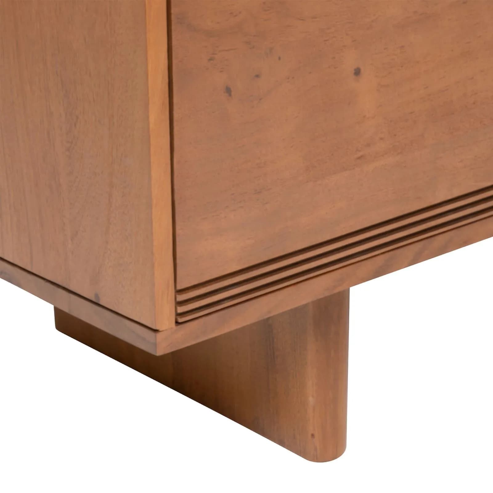Mobile porta tv 147x46h cm in legno di acacia naturale con 2 ante e dettaglio cannettato - Sevilla