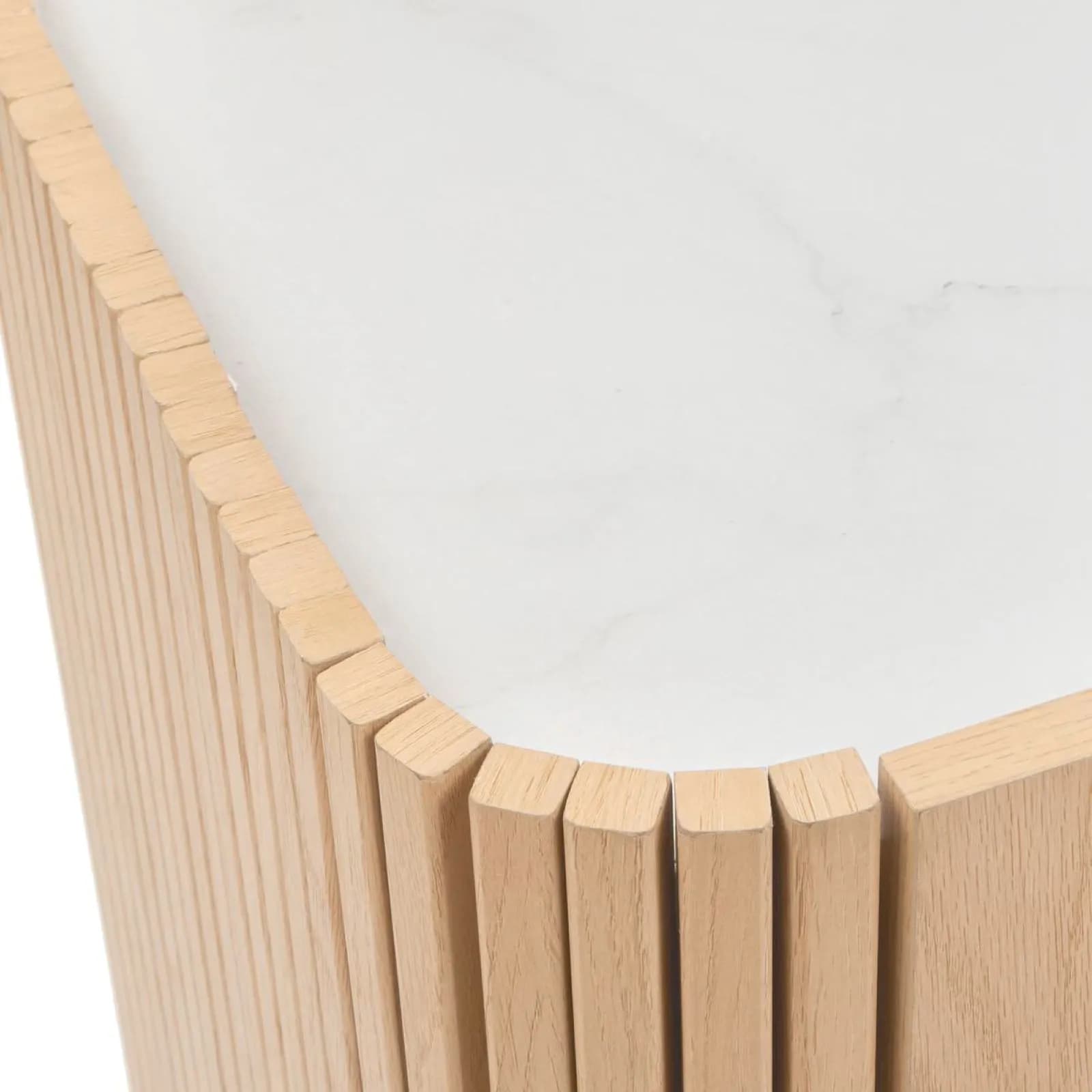 Mobile porta tv 160x50h cm in legno naturale e cannettato con top effetto marmo - Tamelia