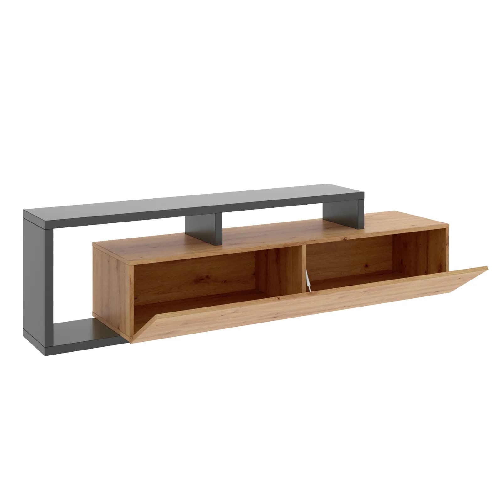 Mobile porta TV 165 cm in legno rovere nordico e grafite - Maril