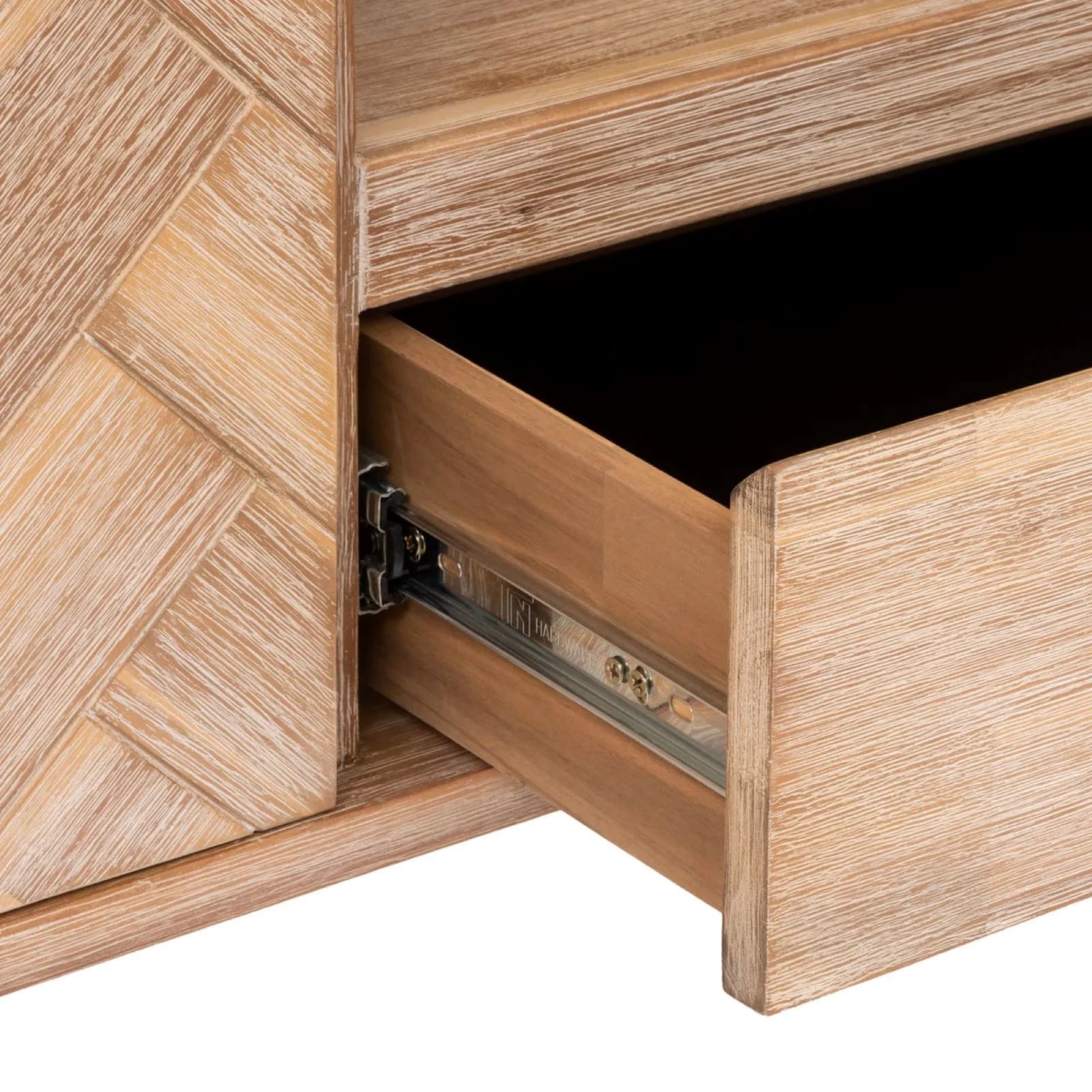 Mobile porta tv 180x55h cm in legno di acacia parquet con 2 ante e 1 cassetto - Arianne