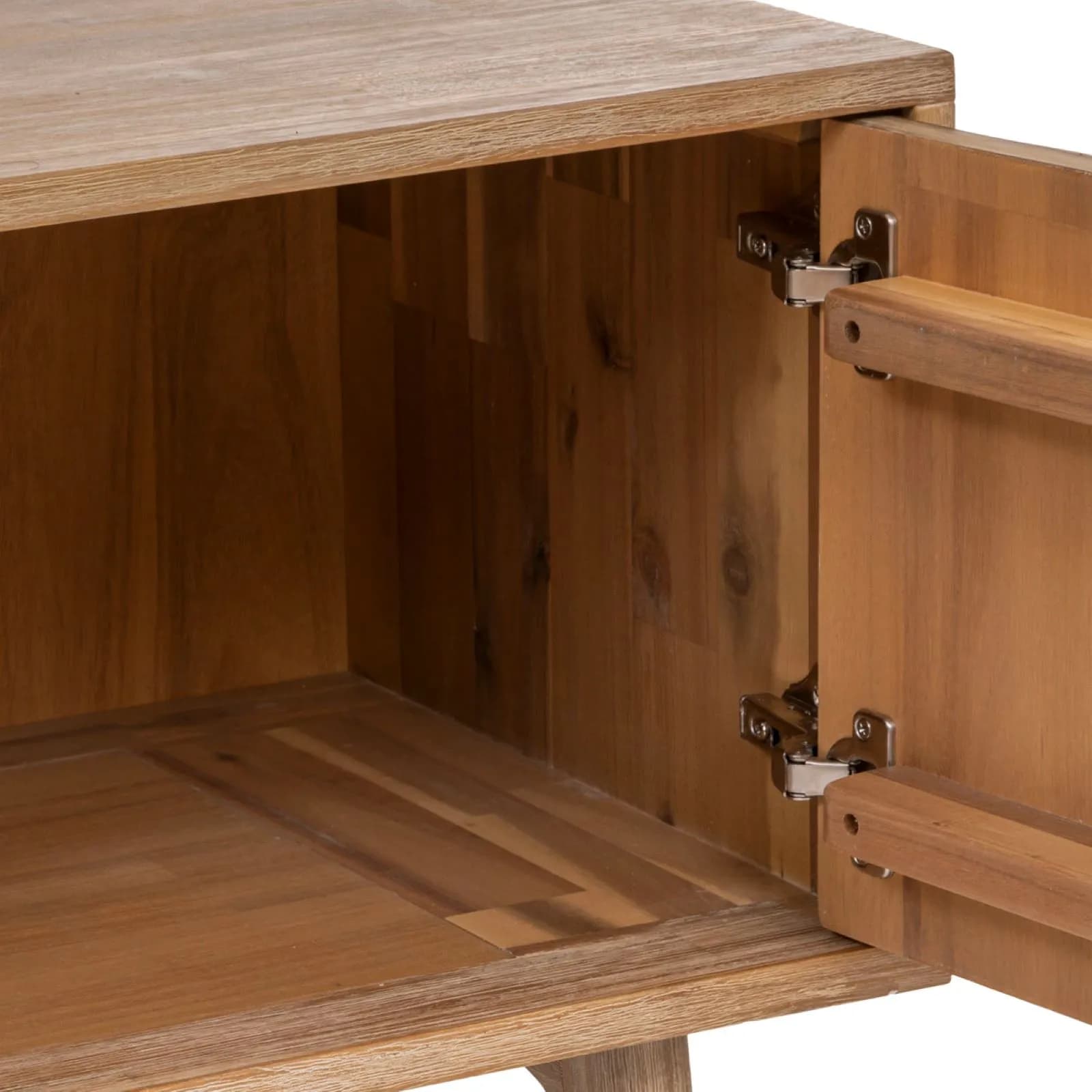 Mobile porta tv 180x55h cm in legno di acacia parquet con 2 ante e 1 cassetto - Arianne