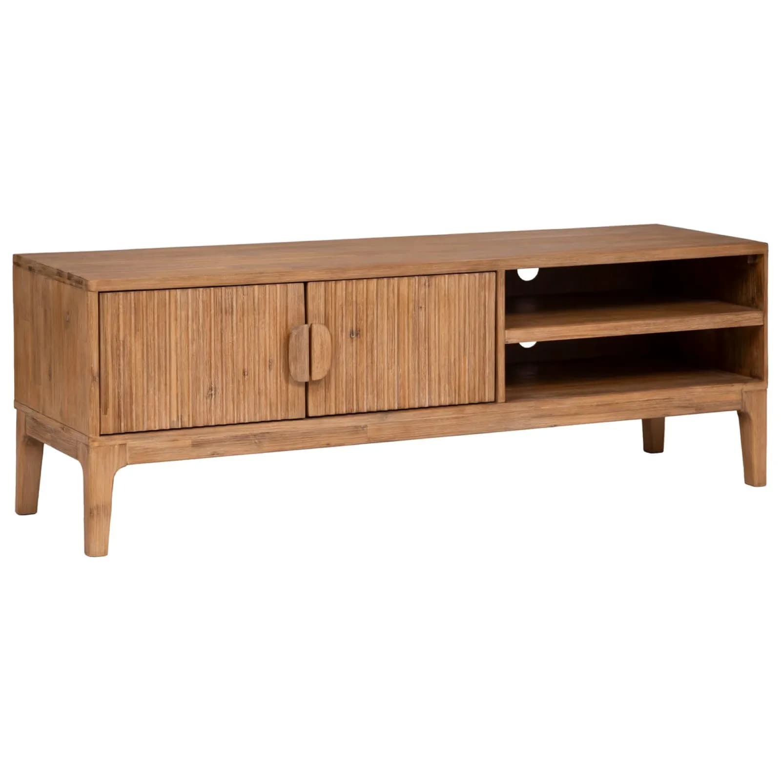 Mobile porta tv160x55h cm in legno di acacia cannettato naturale con 4 ante - Camilla