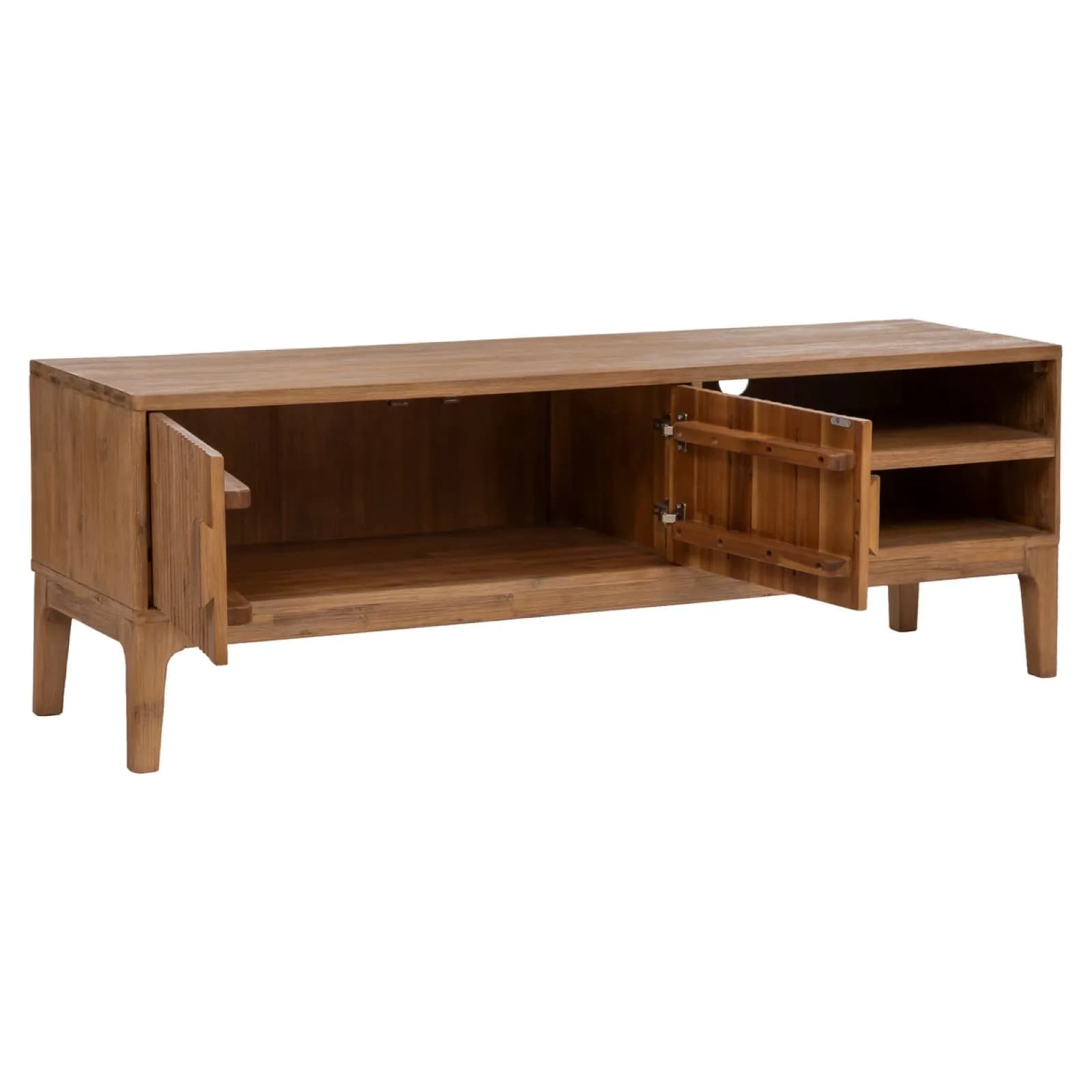 Mobile porta tv160x55h cm in legno di acacia cannettato naturale con 4 ante - Camilla