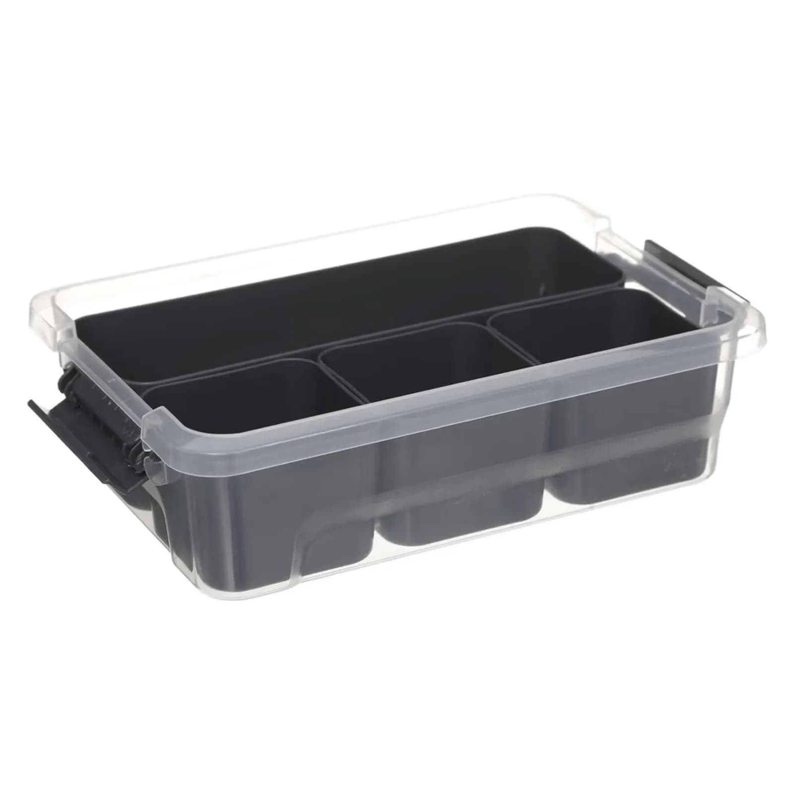 Organizer 26x7h cm trasparente con 4 scomparti antracite removibili