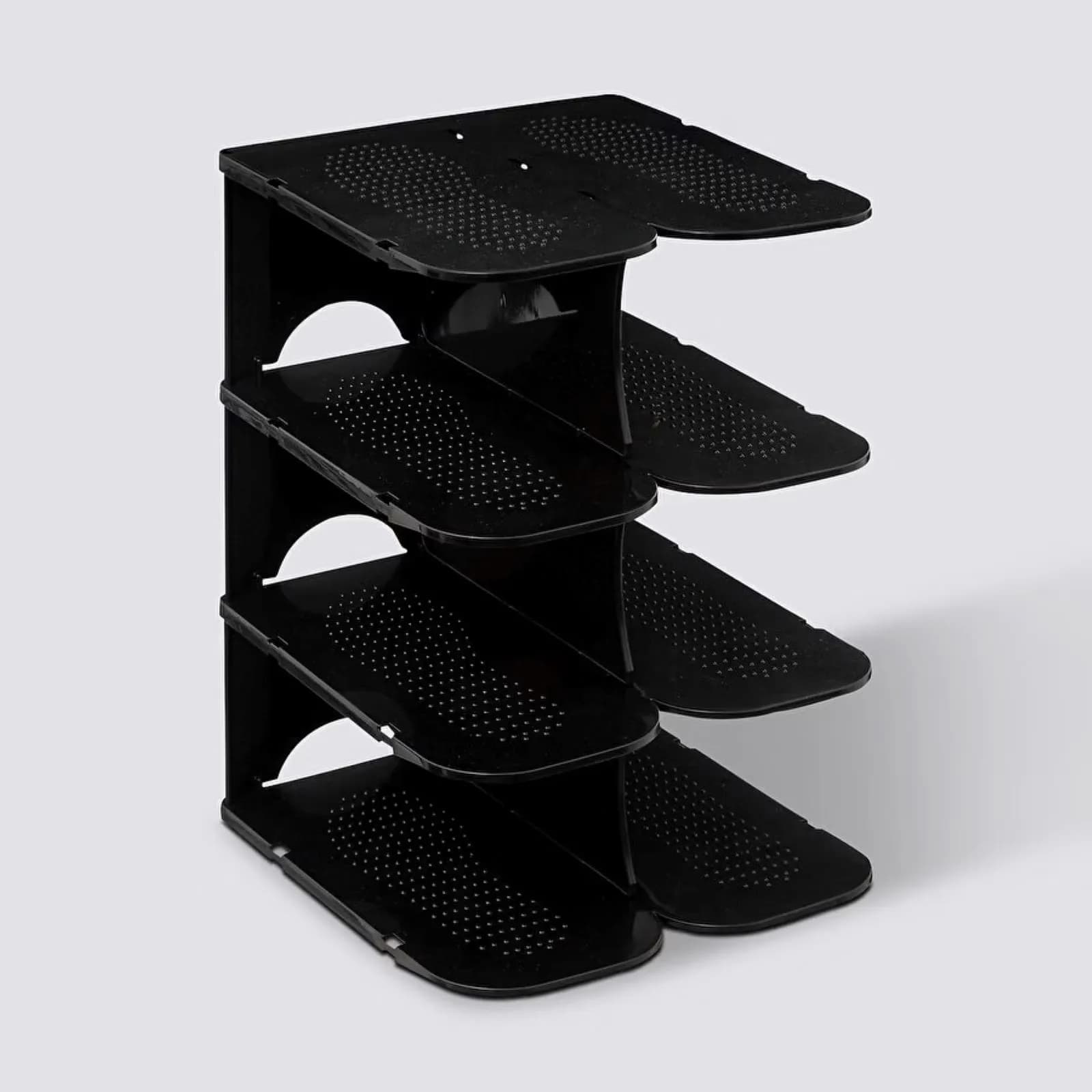 Scarpiera per armadio 27x38h cm impilabile ed antiscivolo in polipropilene nero