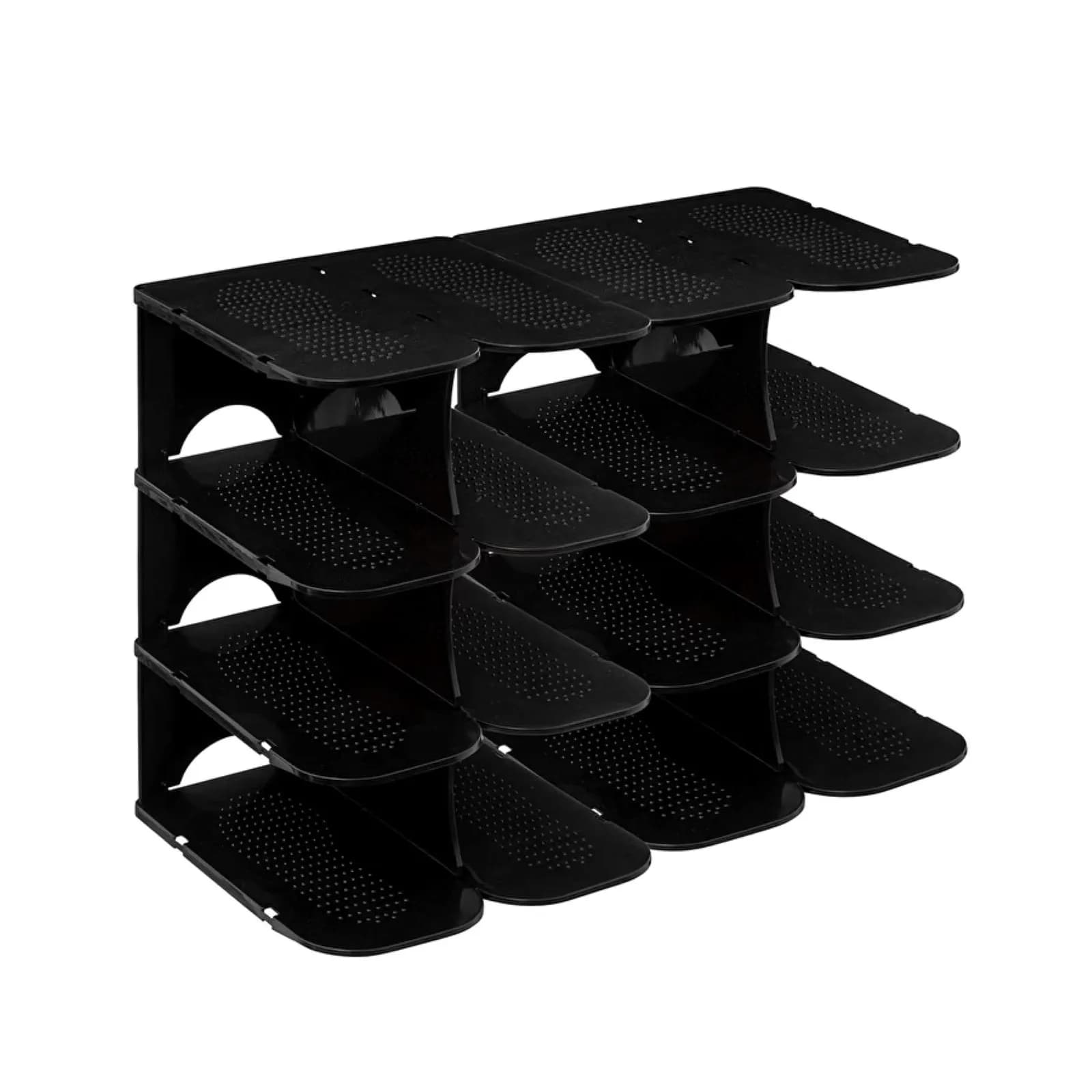 Scarpiera per armadio 27x38h cm impilabile ed antiscivolo in polipropilene nero