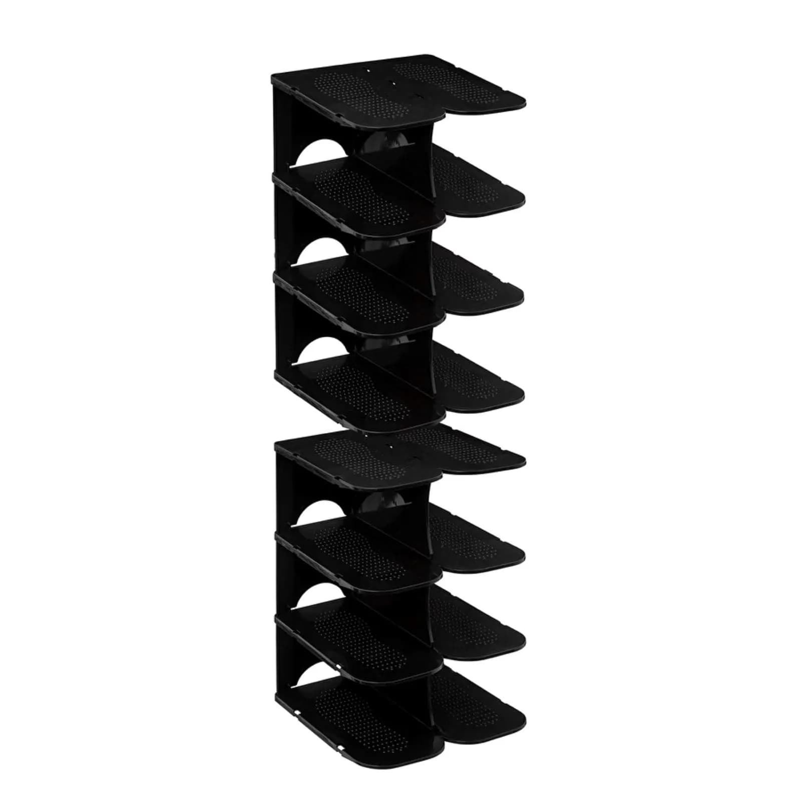 Scarpiera per armadio 27x38h cm impilabile ed antiscivolo in polipropilene nero
