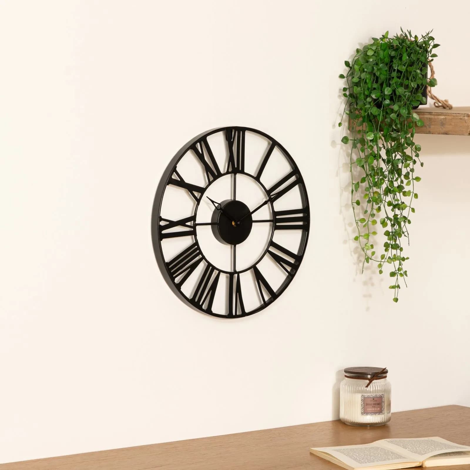Orologio da parete rotondo 36 cm in metallo nero anticato