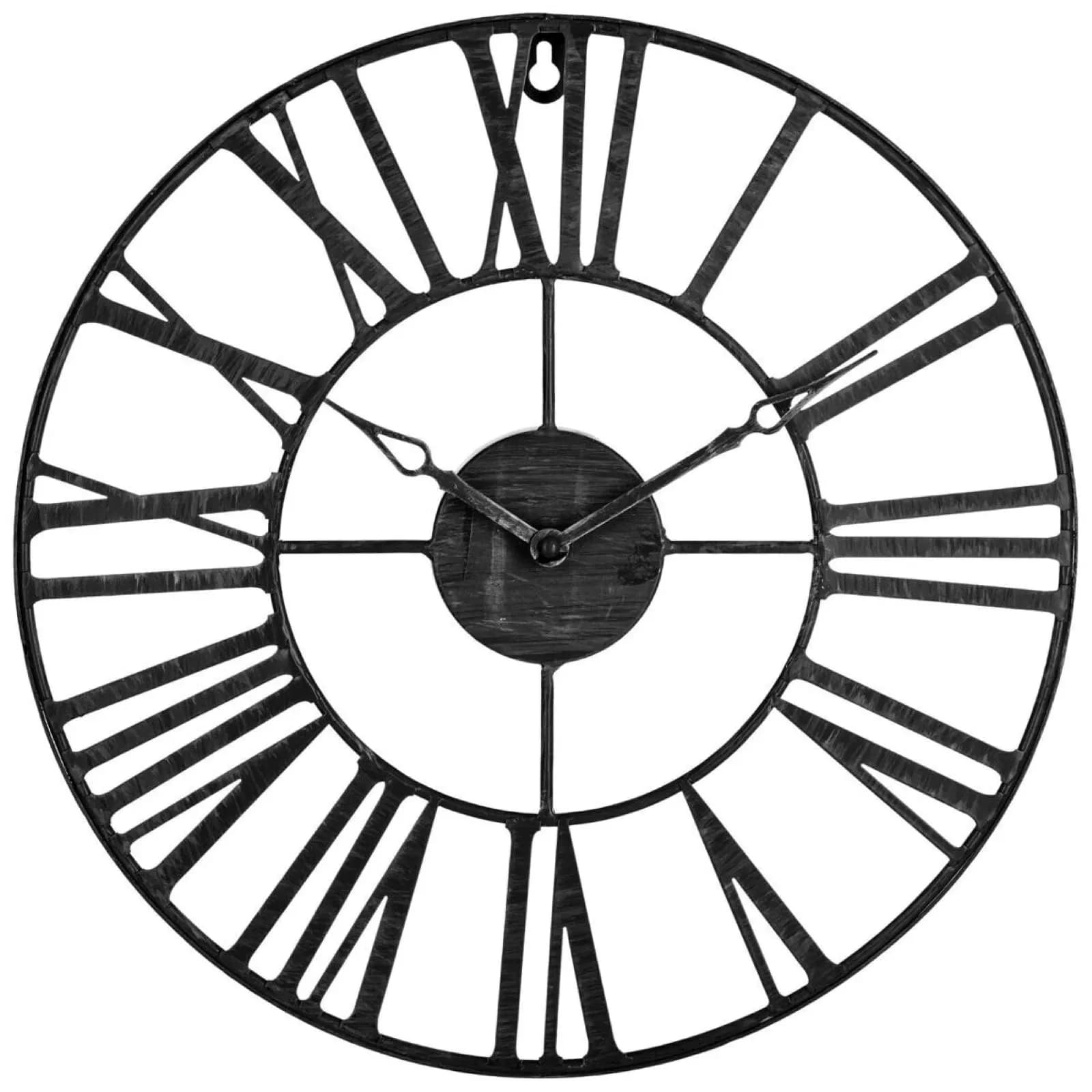 Orologio da parete rotondo 36 cm in metallo nero anticato
