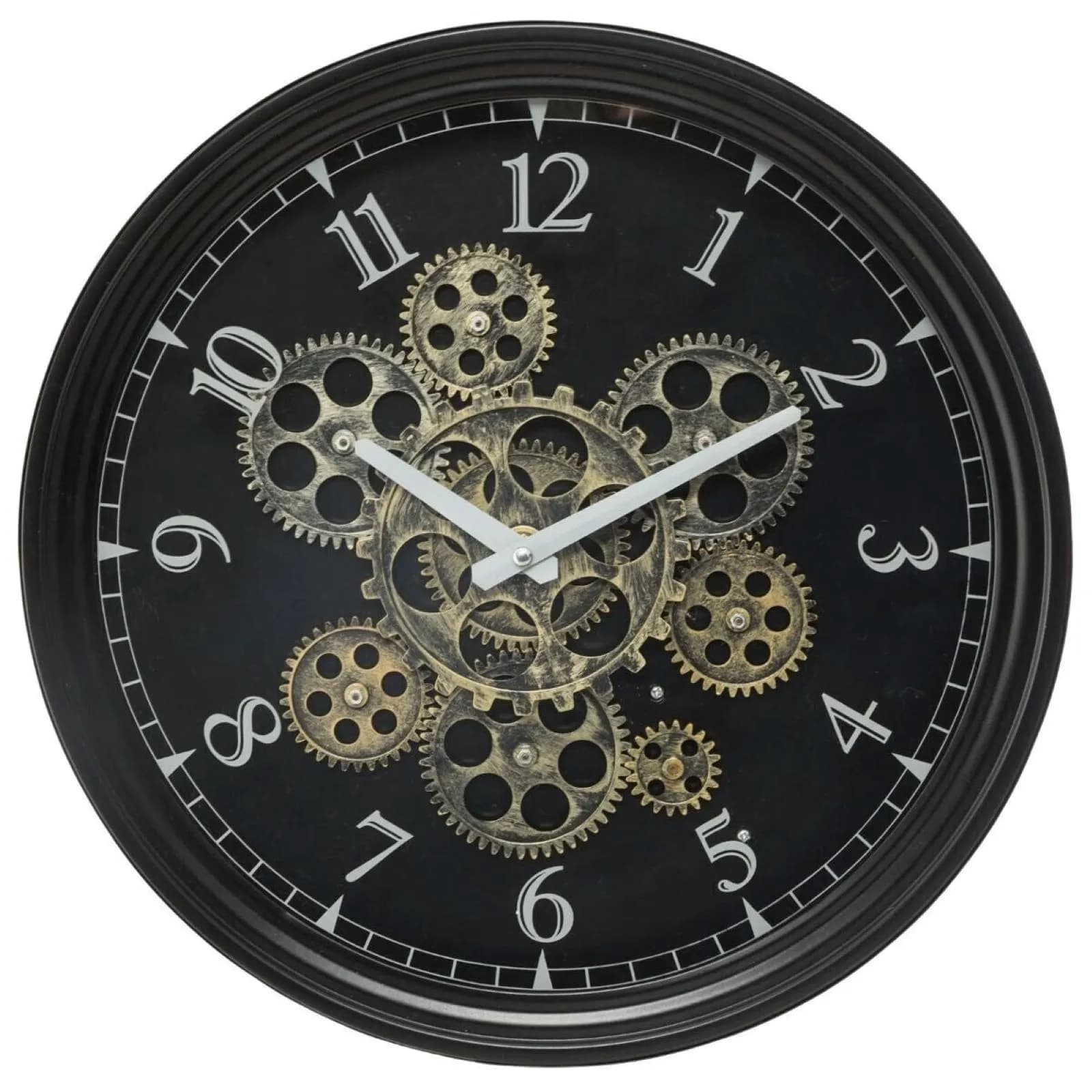 Orologio da parete rotondo 37 cm in vetro e metallo nero
