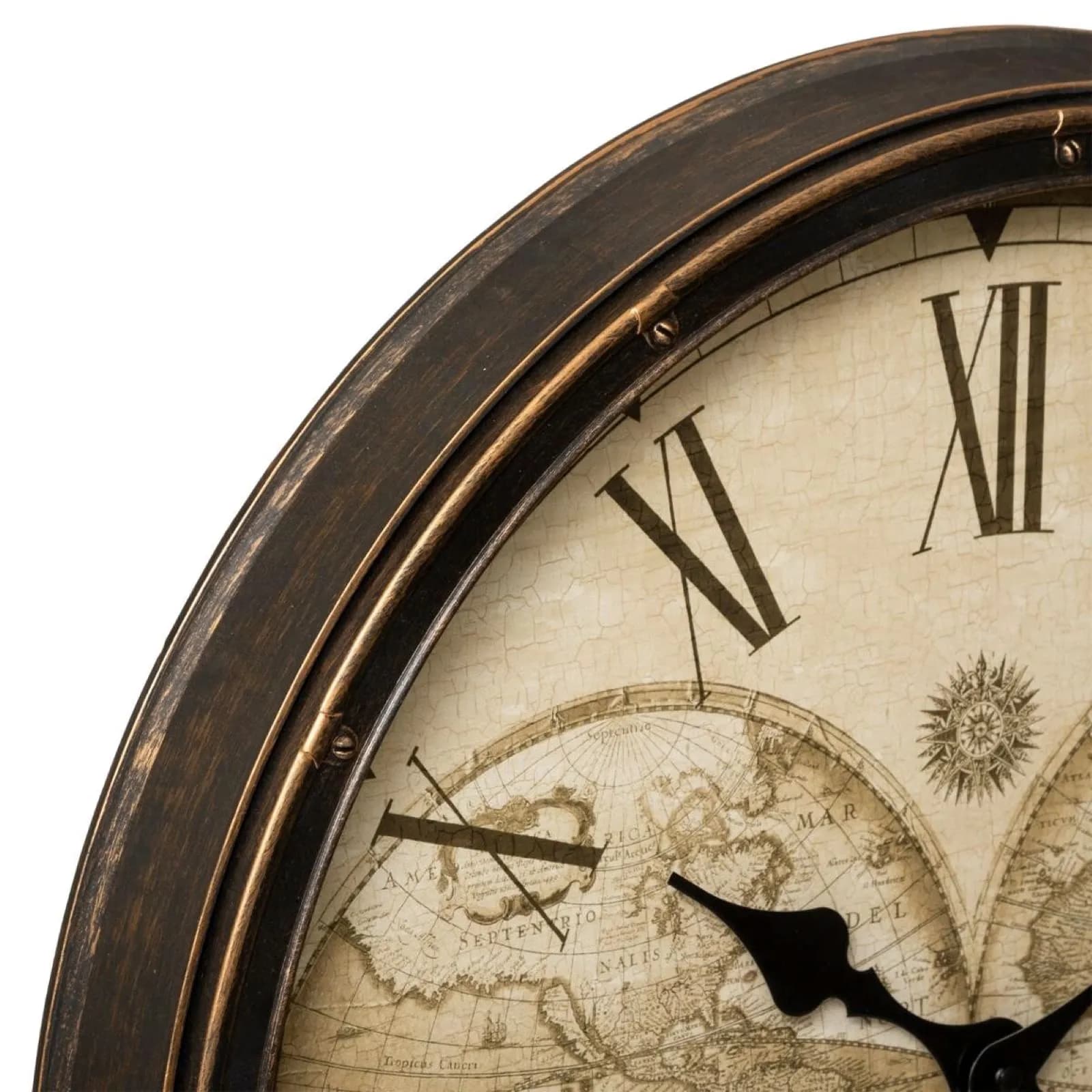 Orologio da parete rotondo 51 cm effetto metallo con mappamondo