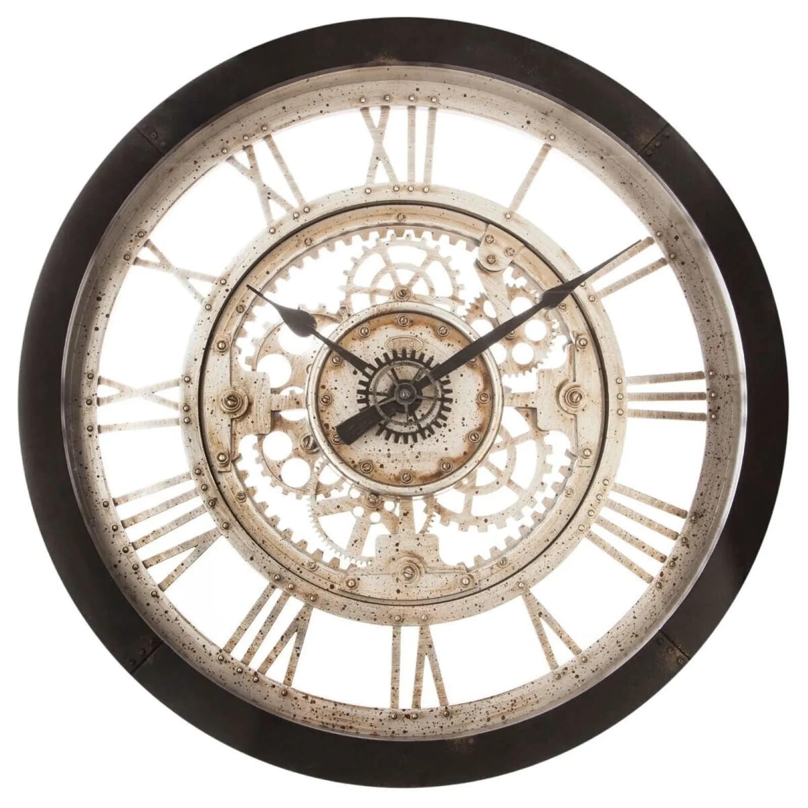Orologio da parete rotondo 61 cm effetto metallo anticato con ingranaggi