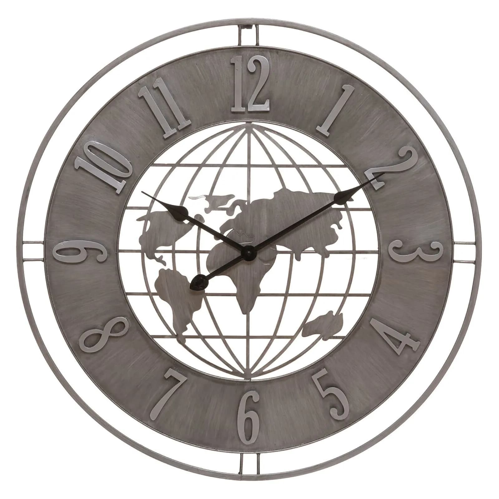 Orologio rotondo 68 cm in metallo anticato con mappamondo