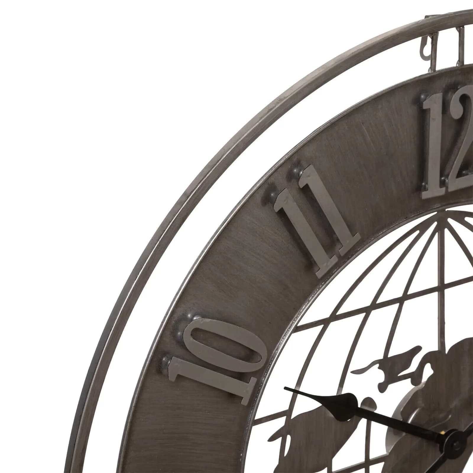 Orologio rotondo 68 cm in metallo anticato con mappamondo