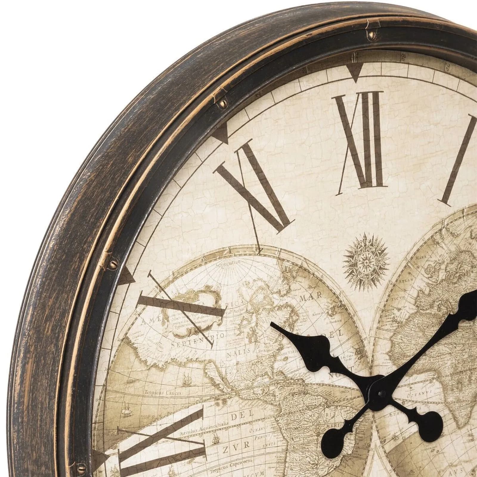 Orologio rotondo 76 cm in metallo effetto vintage con mappamondo
