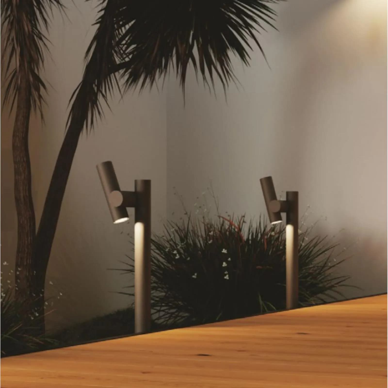 Paletto LED da esterno regolabile 14x70 cm in alluminio goffrato antracite
