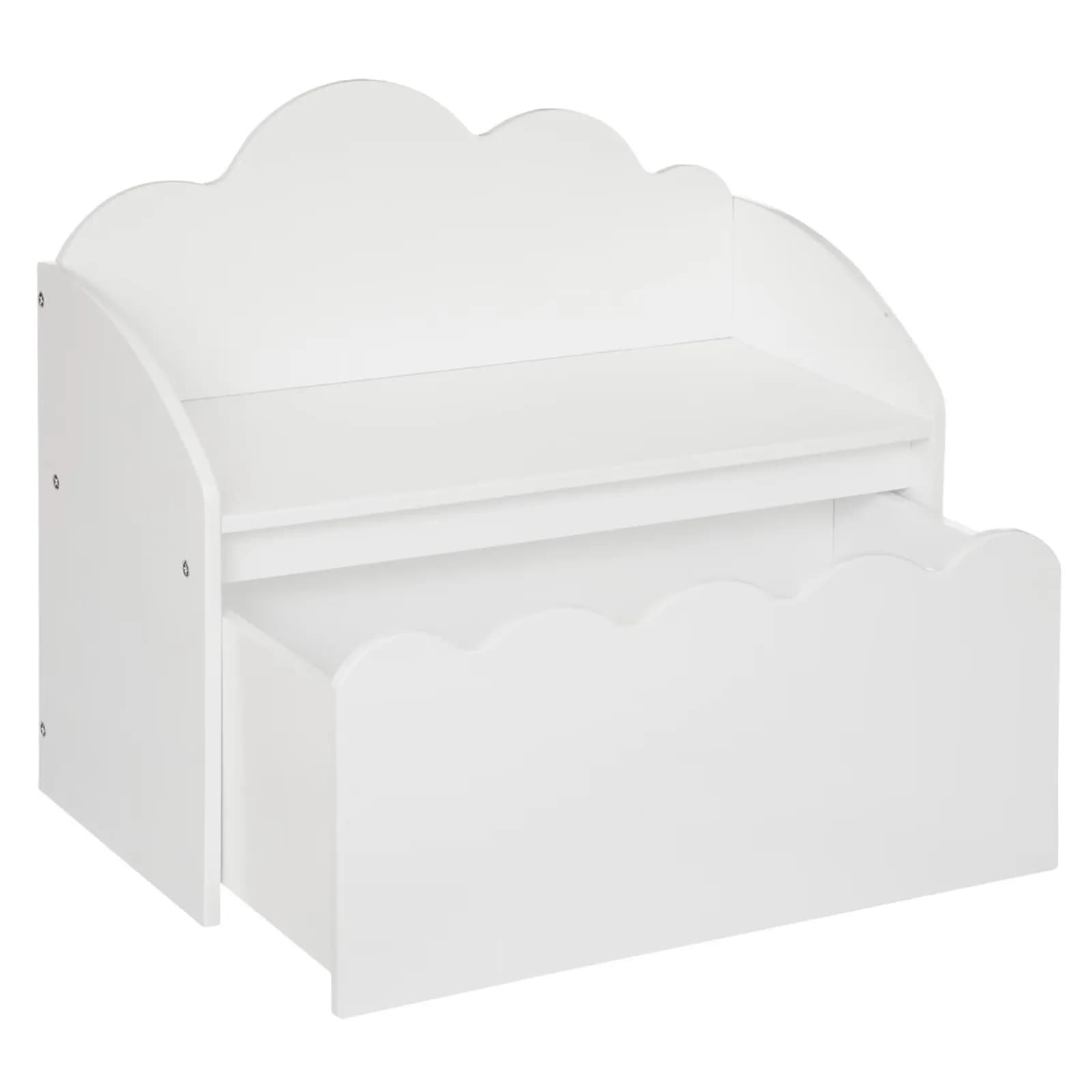 Panca contenitore per bambini 60x30h cm in legno bianco - Nuvy