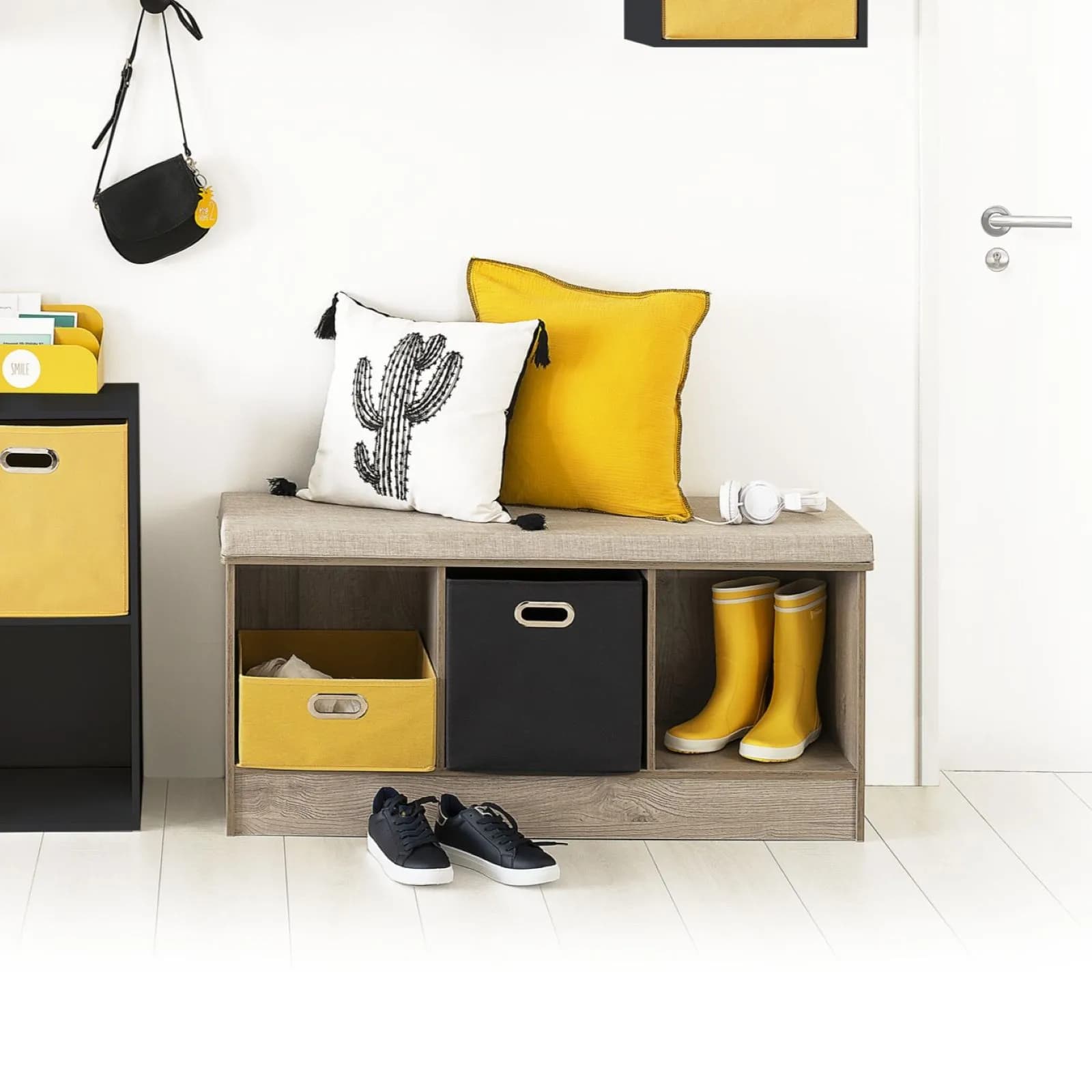 Panca contenitore 105x50h cm effetto rovere naturale - Unify