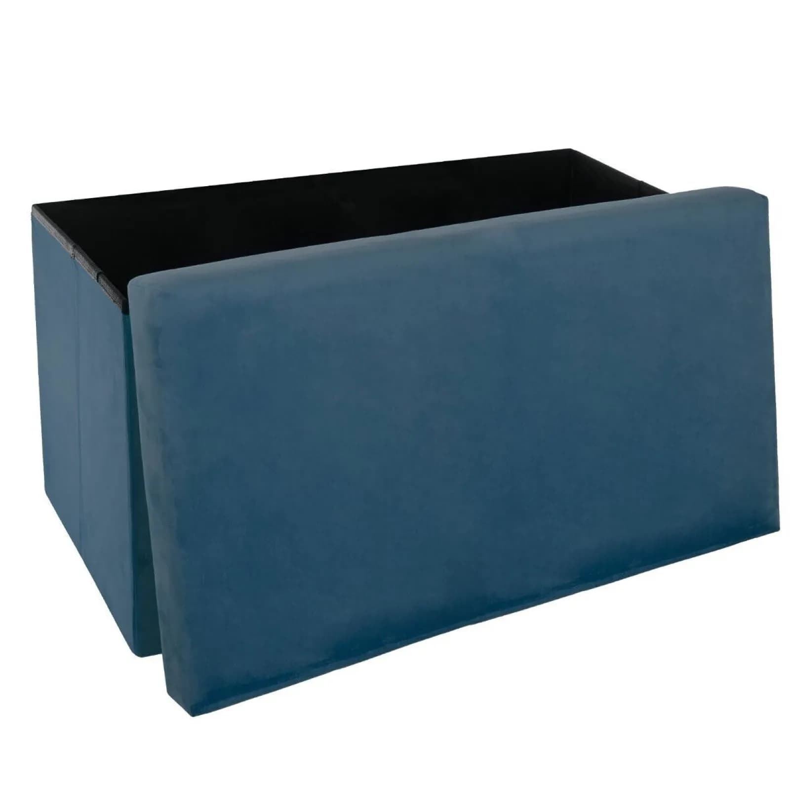 Panca contenitore pieghevole 76X38 cm in velluto blu - Rilay