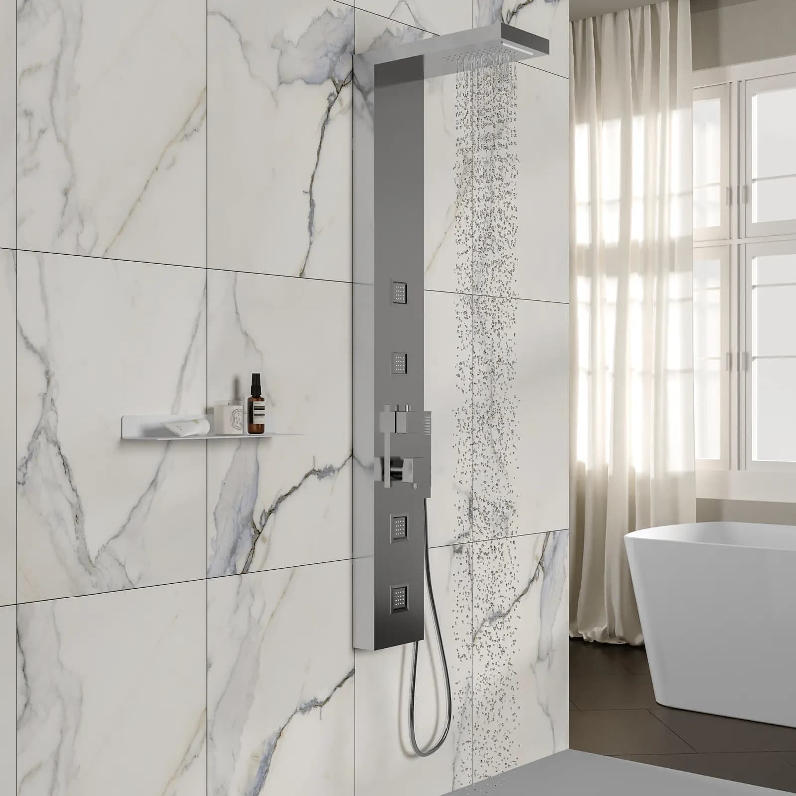Pannello doccia idromassaggio squadrato con cascata cervicale idroterapia - Keen