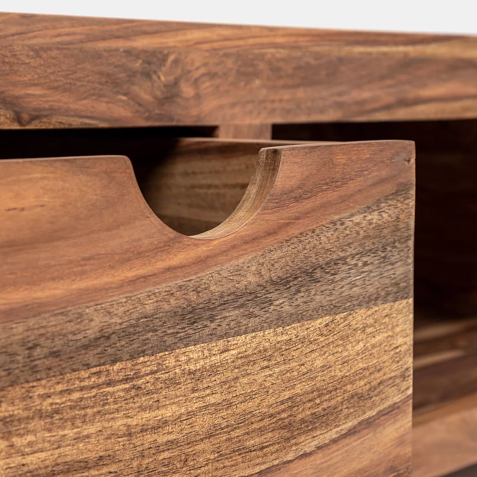 Parete attrezzata 174 cm in legno con libreria e mensola - Freia Sheesham