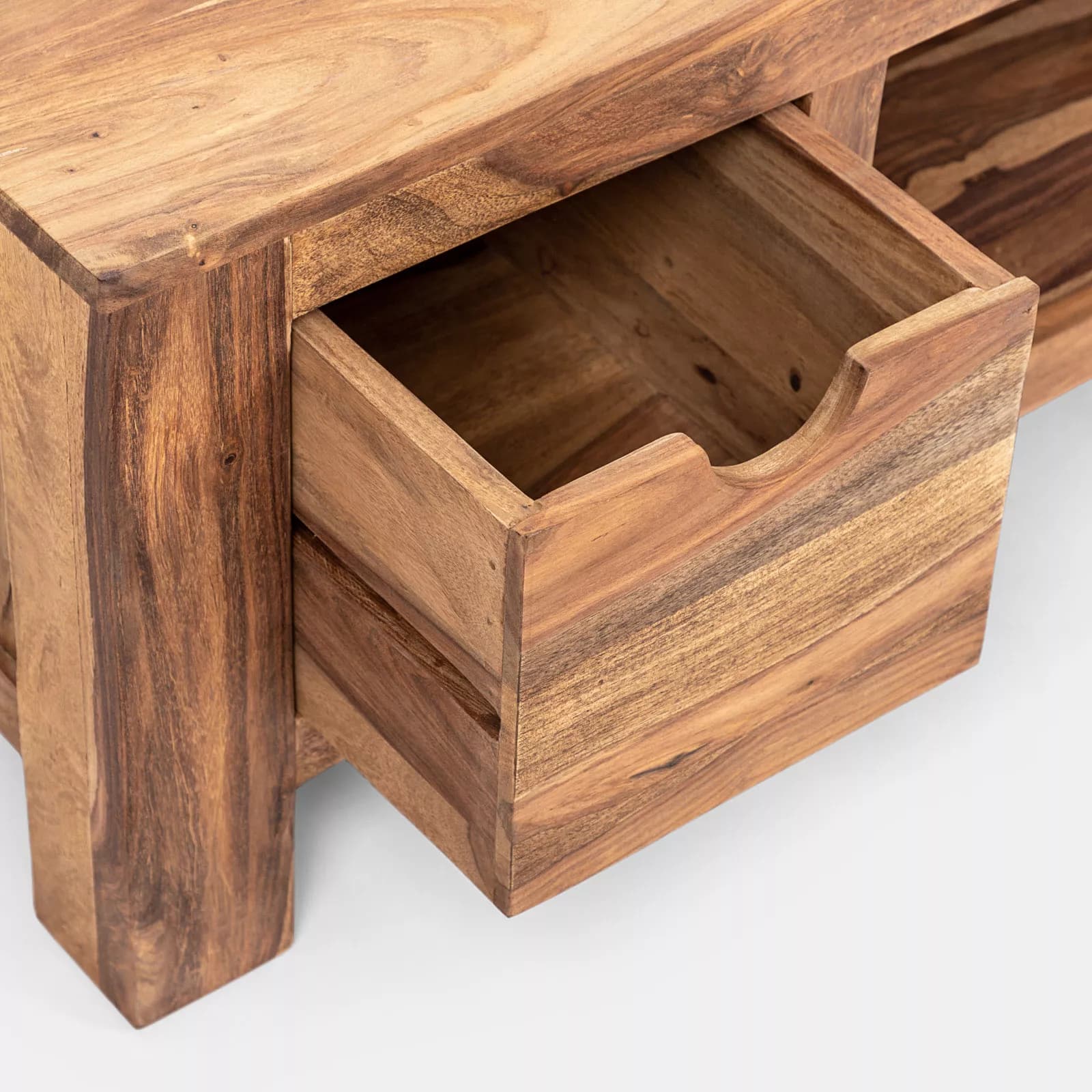 Parete attrezzata 174 cm in legno con libreria e mensola - Freia Sheesham
