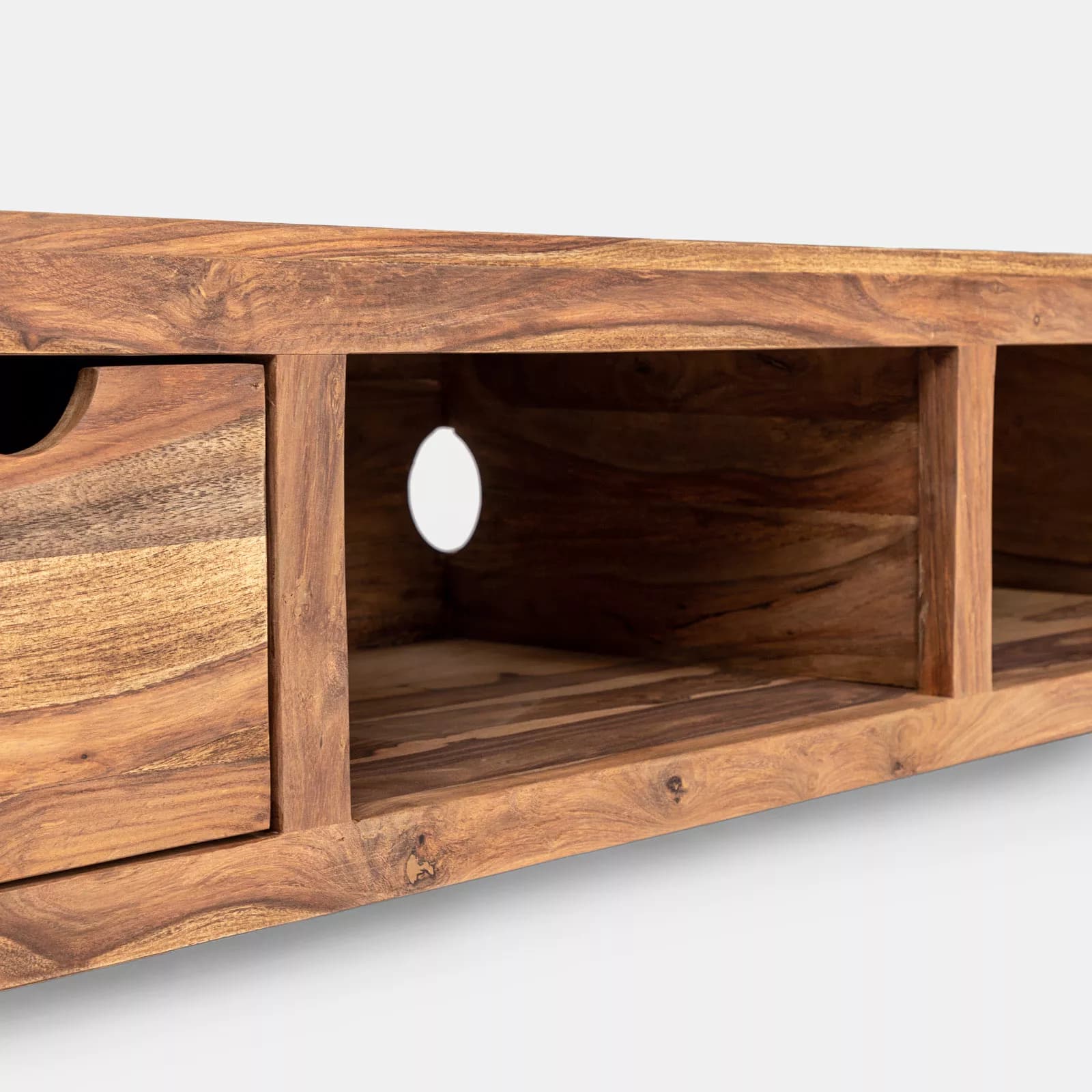 Parete attrezzata 174 cm in legno con libreria e mensola - Freia Sheesham