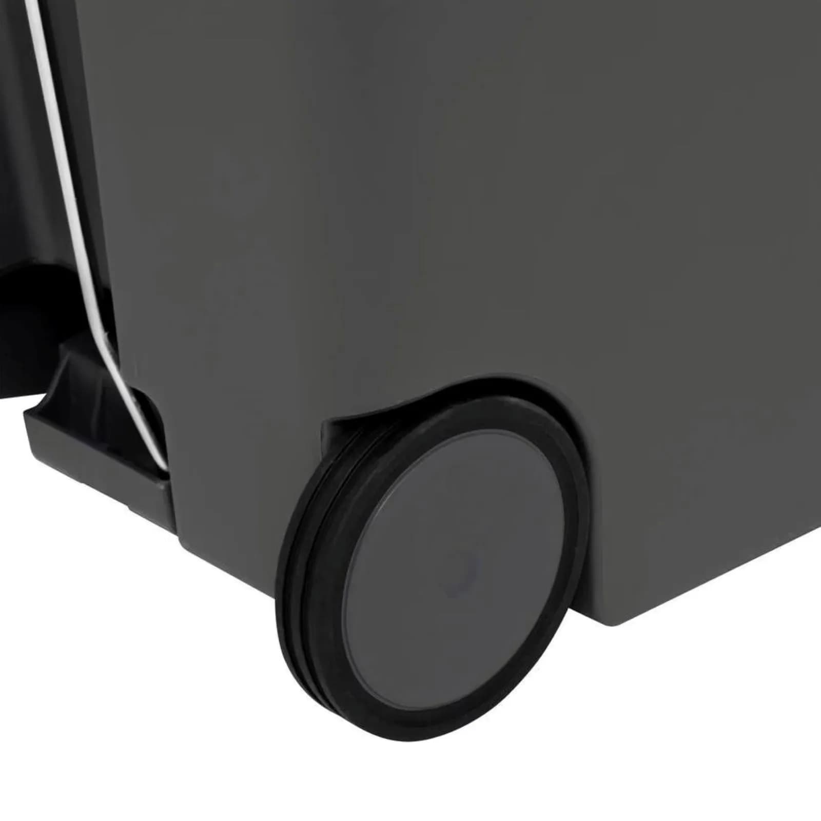 Pattumiera 45L in polipropilene grigio e acciaio inox con ruote